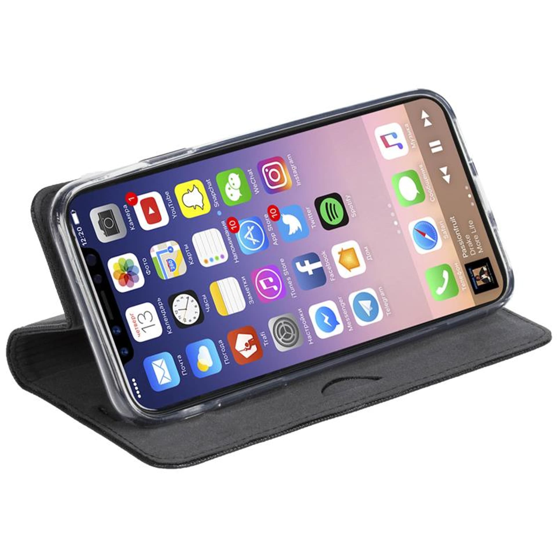 

Krusell Malmo 4 Card Foliocase - Etui iPhone X z kieszeniami na karty + stand up (czarny)