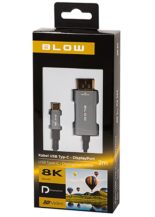 Kabel Display Port - USB-C 8K 2 metry plecionka Blow