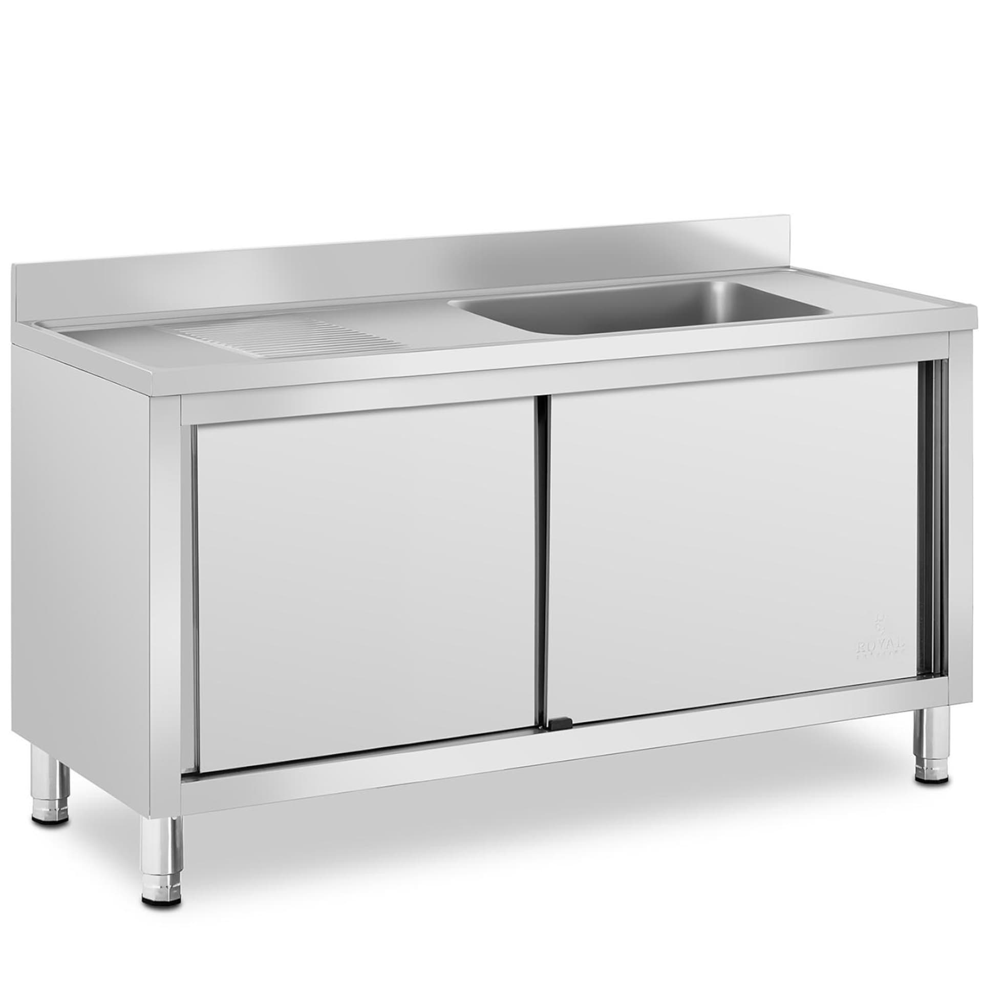 

Zlew basen gastronomiczny jednokomorowy z szafką z drzwiami przesuwnymi prawy 140 x 60 x 94.5 cm