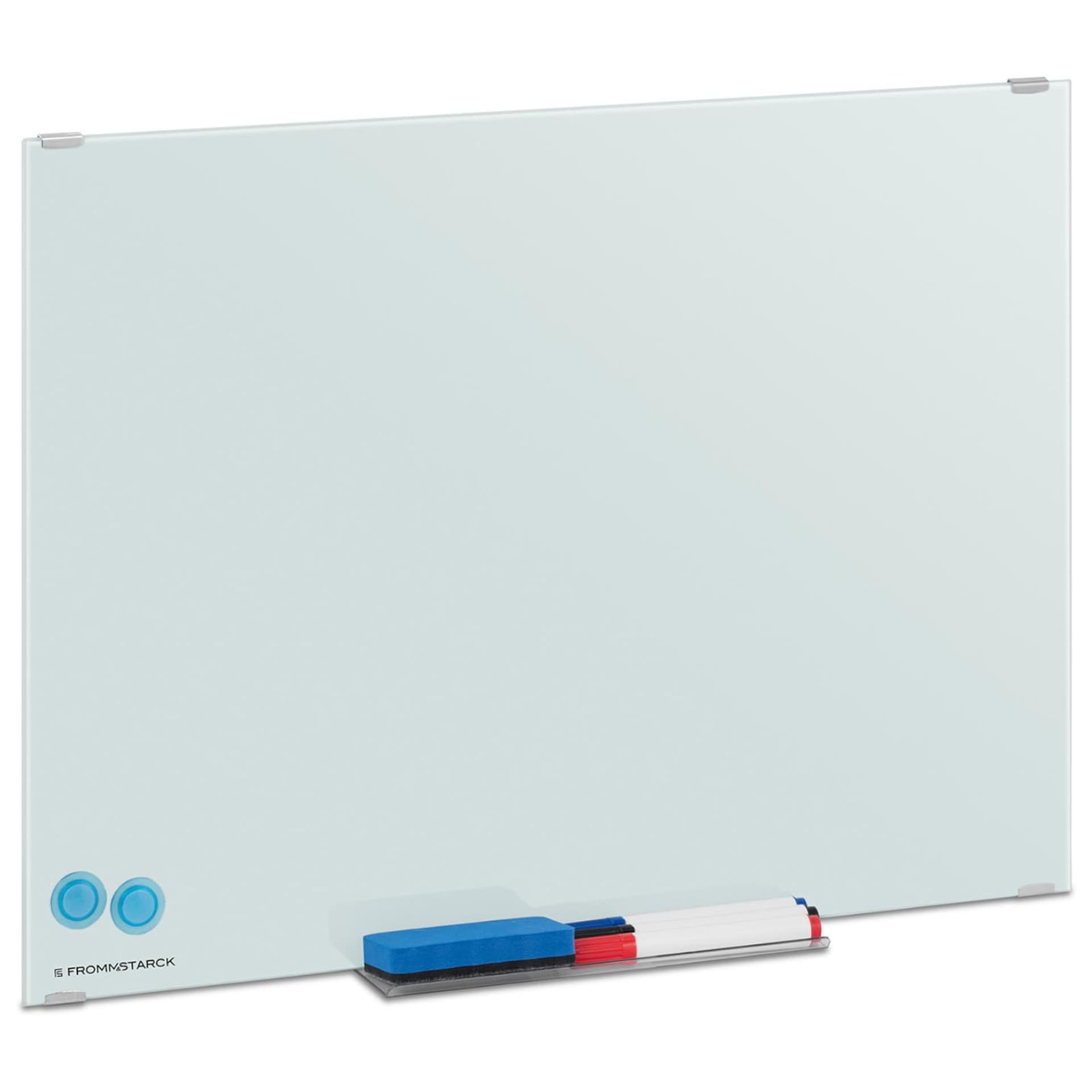 

Tablica magnetyczna szklana suchościeralna biała ścienna ZESTAW 60x45 cm