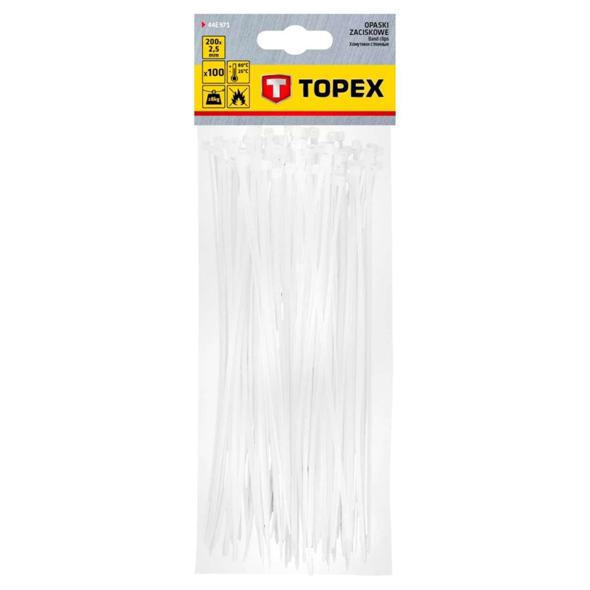 

Opaski zaciskowe 2.5 x 200 mm, 100 szt., białe
