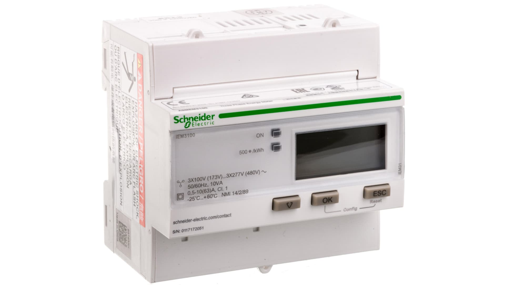 

Licznik energii elektrycznej 1/3-fazowy 63A 100-277/173-480V kl.1 cyfrowy modułowy iEM3100 A9MEM3100