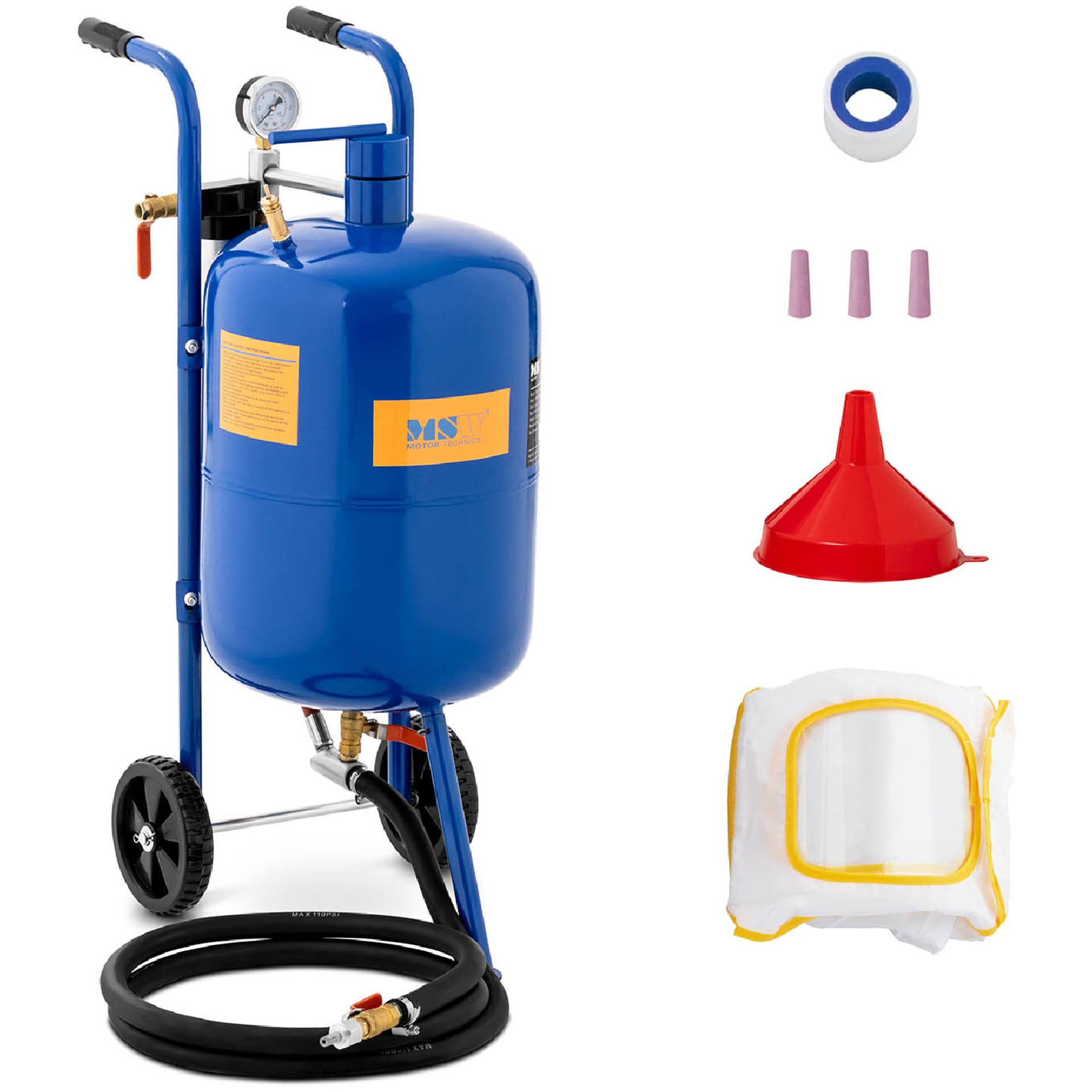 

Piaskarka syfonowa mobilna z regulacją ciśnienia 60-125 psi 40 l