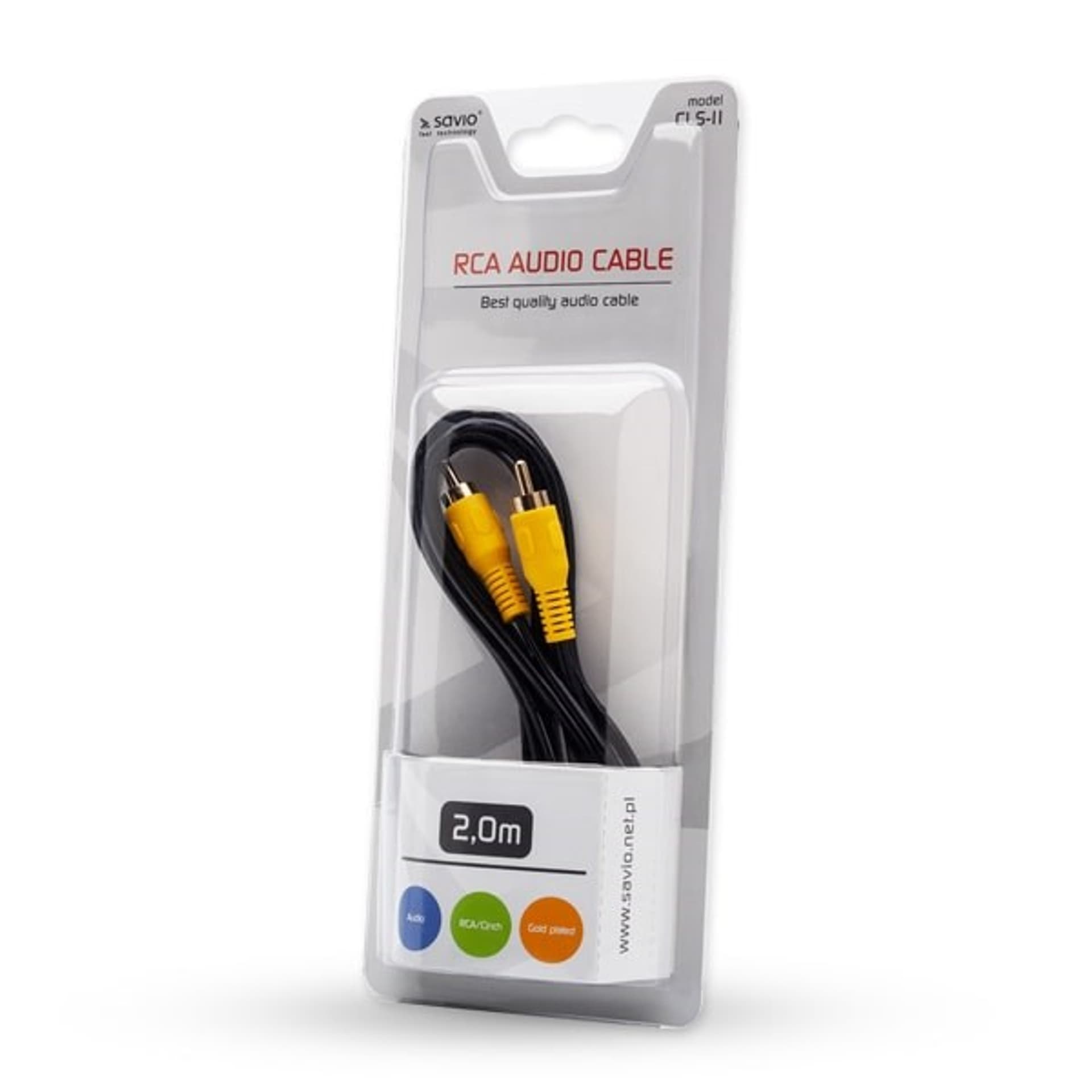 

Kabel męski SAVIO CLS-11 (RCA M - RCA M; 2m; kolor czarny)