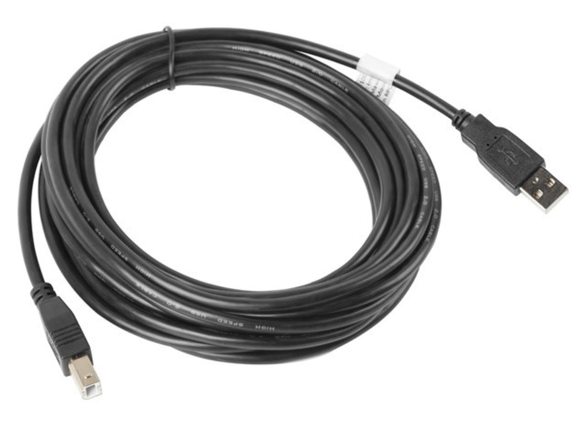 

Kabel Lanberg CA-USBA-10CC-0050-BK (USB 2.0 M - USB 2.0 typu B M; 5m; kolor czarny)