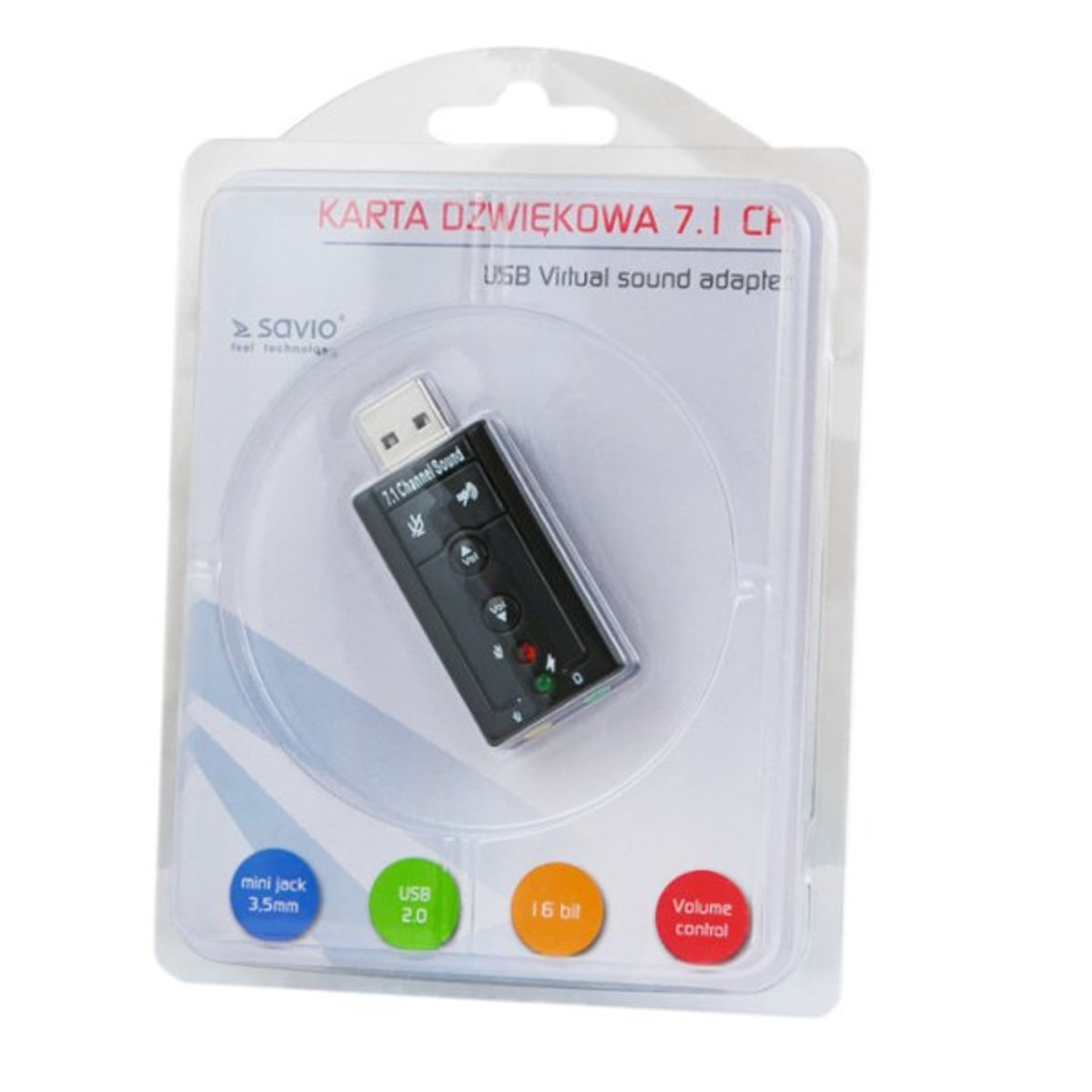 

Karta dźwiękowe SAVIO ak-01 (Zewnętrzna; USB 2.0)