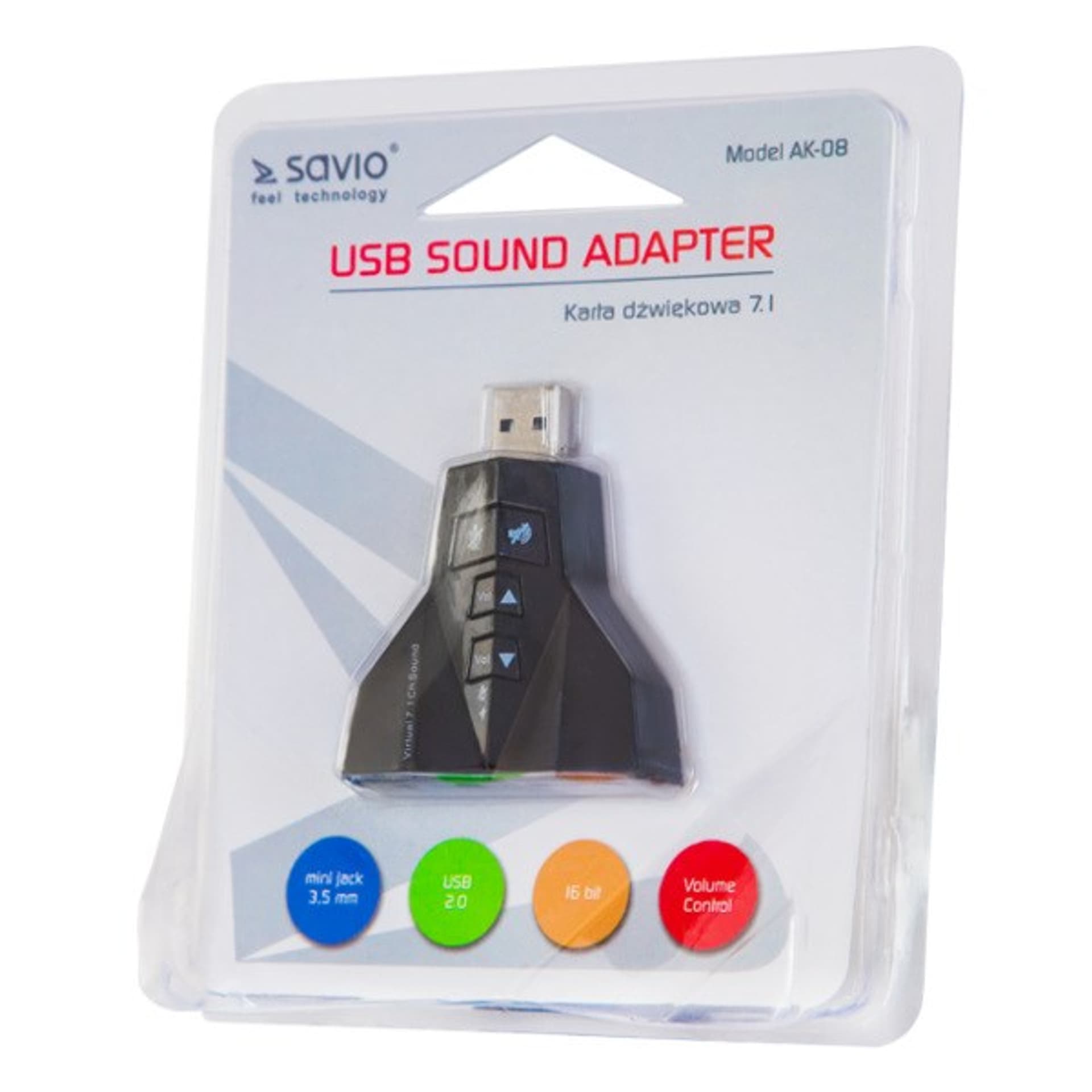 

Karta dźwiękowe SAVIO AK-08 (Zewnętrzna; USB 2.0)