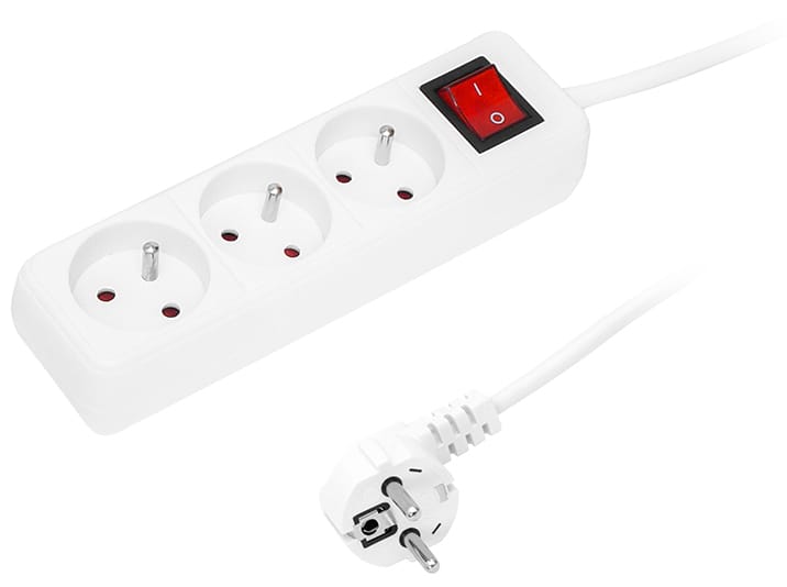Przedłużacz sieciowy PR-370WSP 3 gniazda  z wyłącznik 3m 3x1,5mm