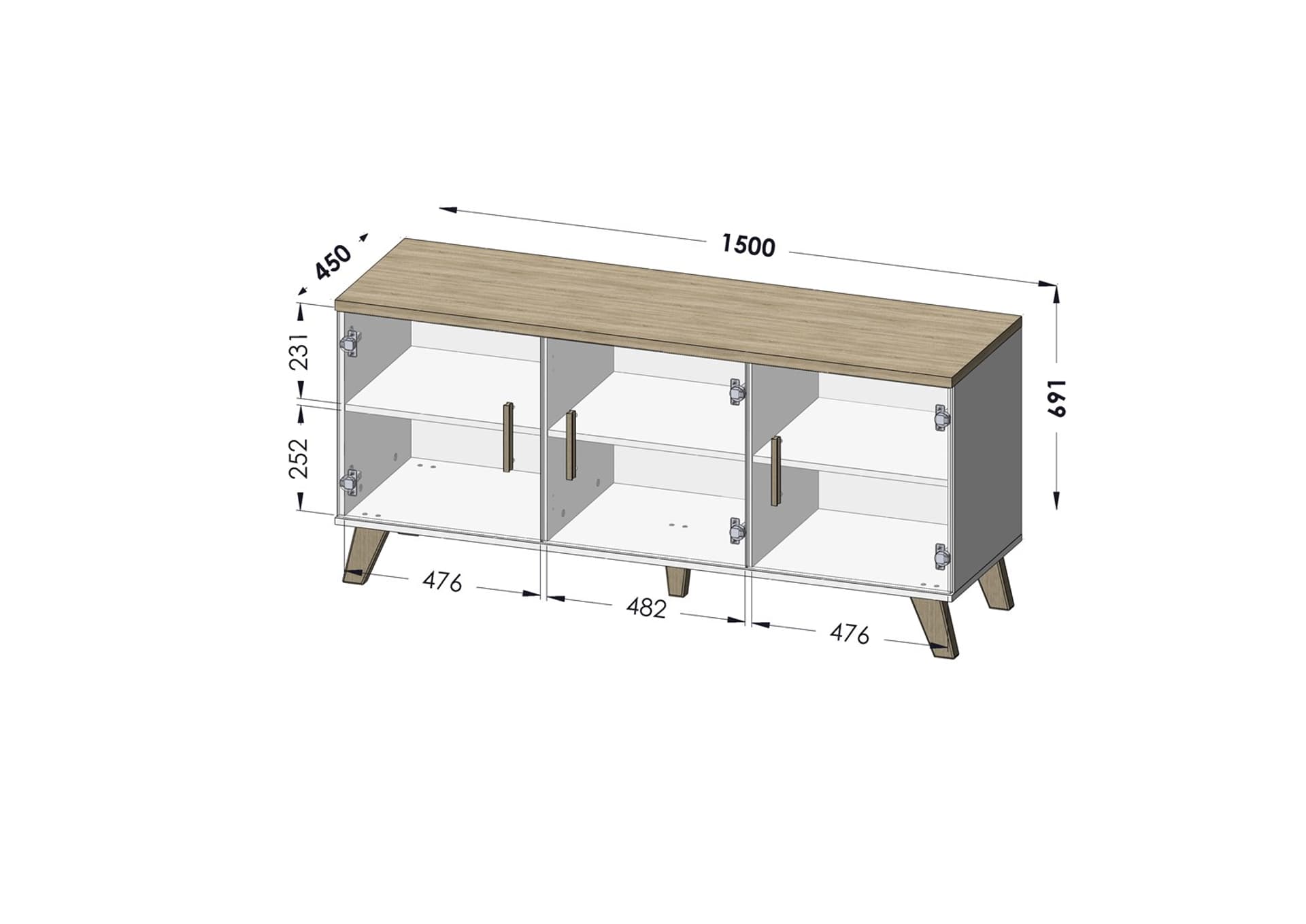 

Komoda LOTTA 150 3D biały+ dąb sonoma