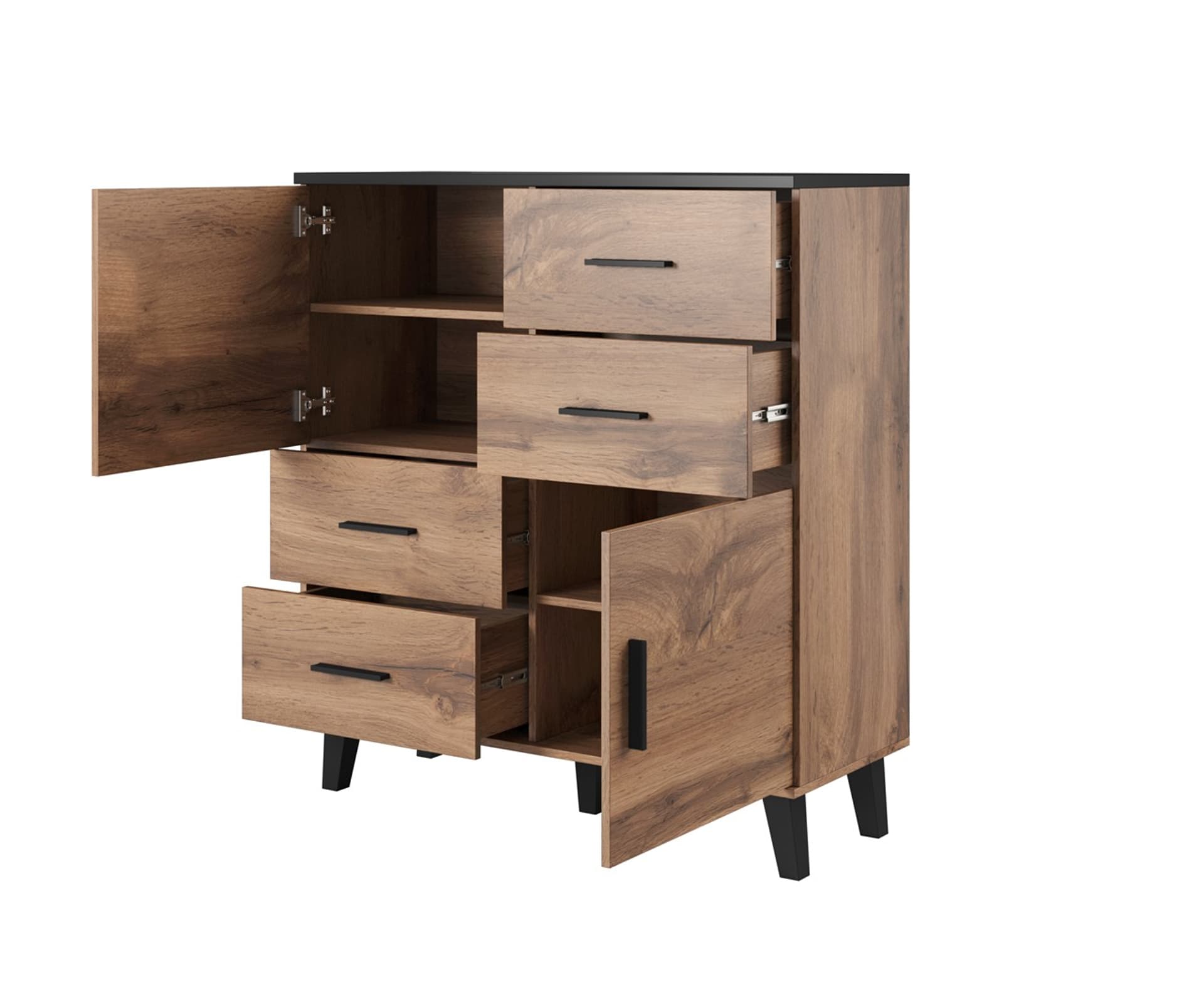 

Komoda LOTTA 110 2D4S wotan + czarny mat