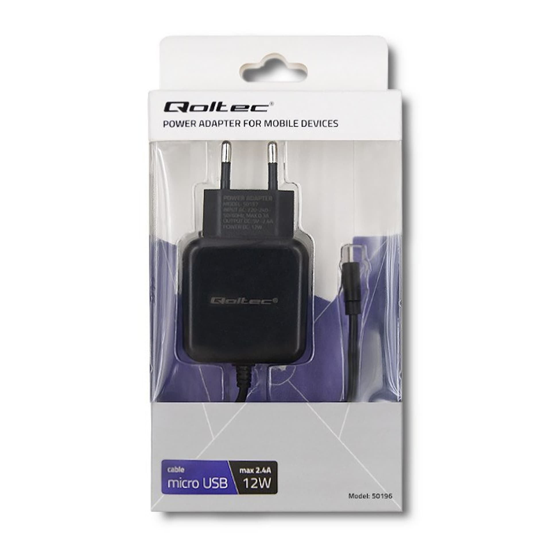 

QOLTEC ŁADOWARKA SIECIOWA MICRO USB, 5V, 2.4A, 12W, CZARNA