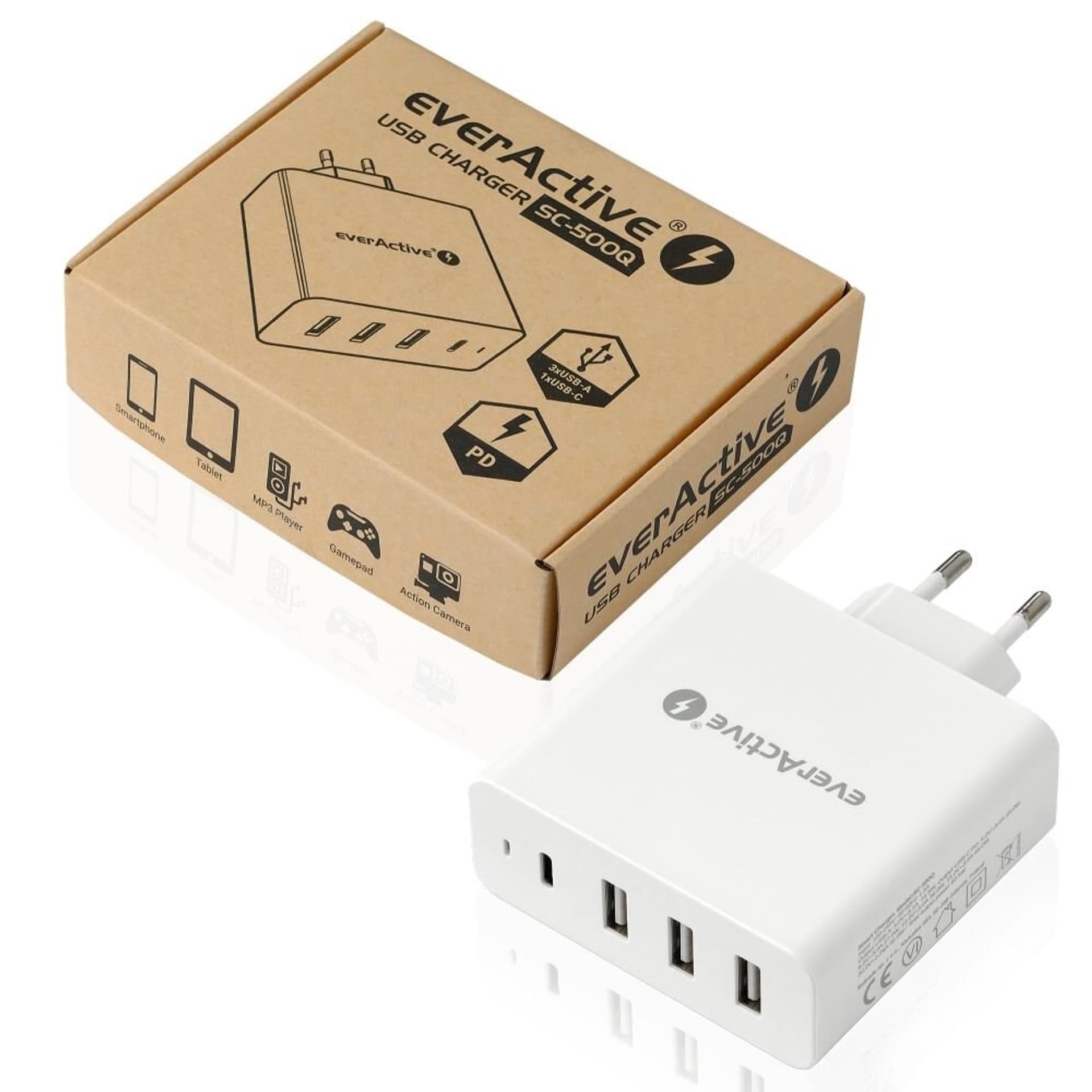 

EVERACTIVE ŁADOWARKA SIECIOWA 3X USB/USB-C PD 60.5W SC500Q