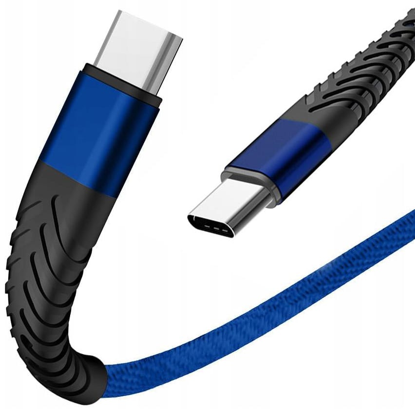 Kabel USB Typ-C - USB Typ-C Spider oplot (1 m, niebieski)