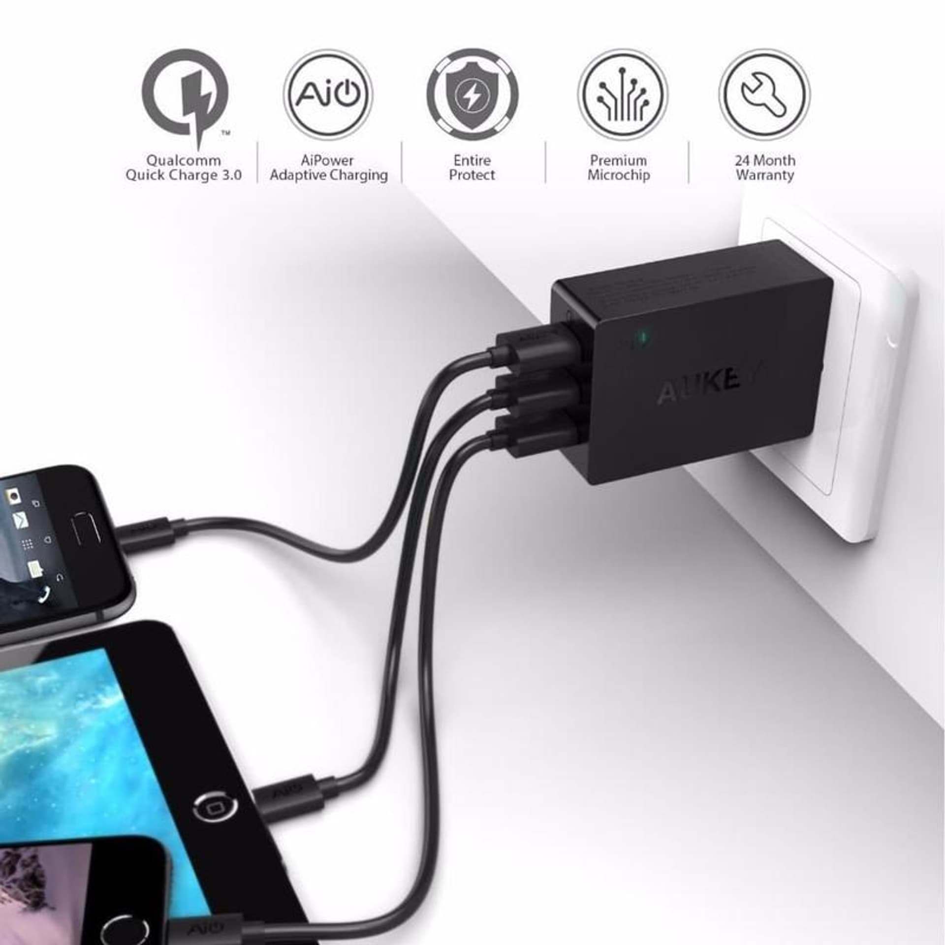

AUKEY 3XUSB ŁADOWARKA SIECIOWA PA-T14 BLACK