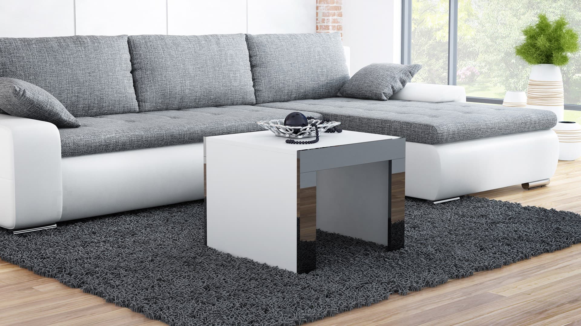 

Stolik/ława TESS 60 biały/ czarny połysk