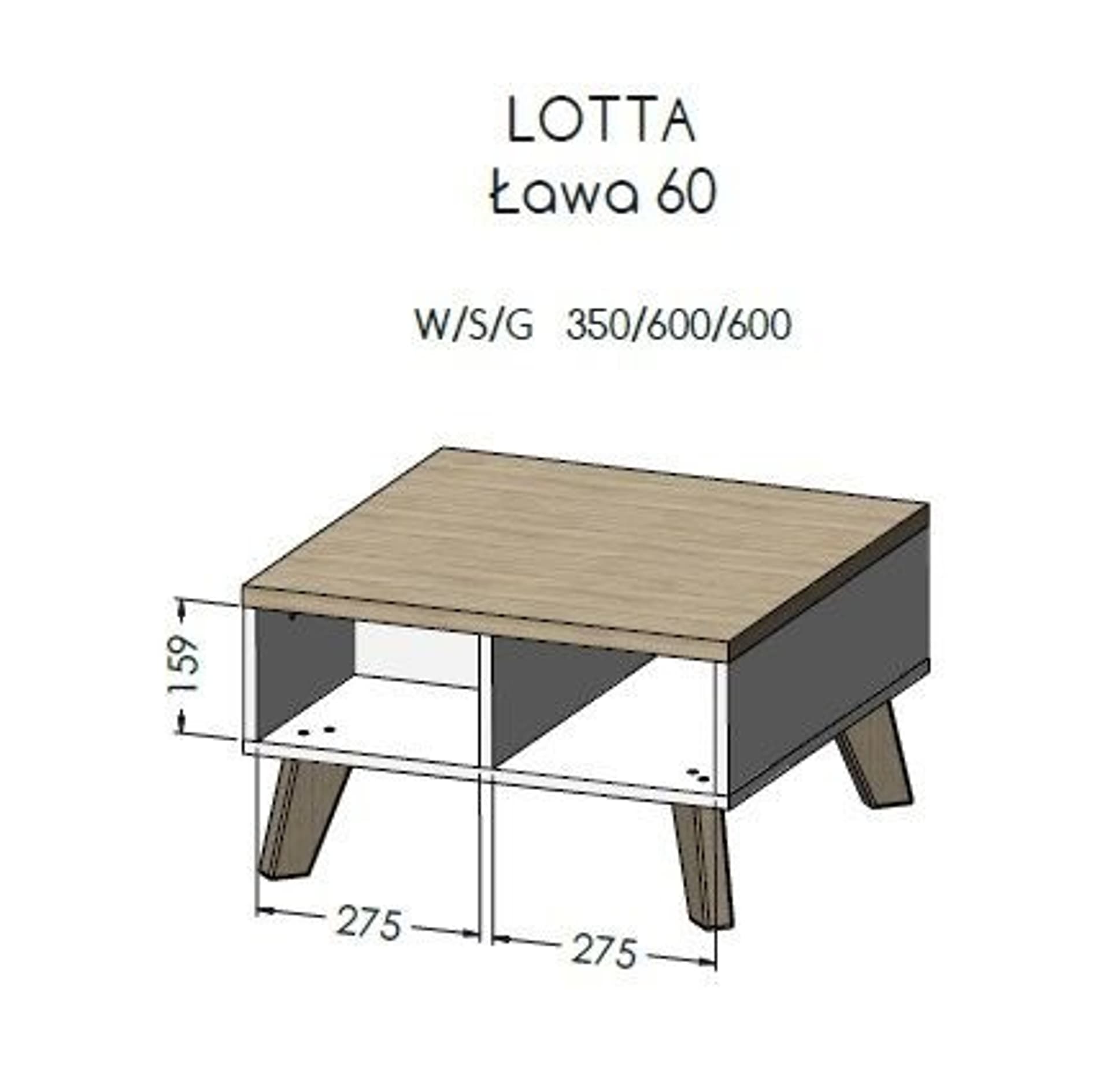 

Ława LOTTA 60 wotan + czarny mat
