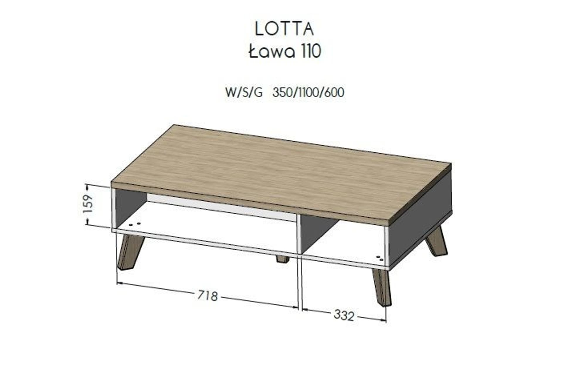 

Ława LOTTA 110 wotan + czarny mat