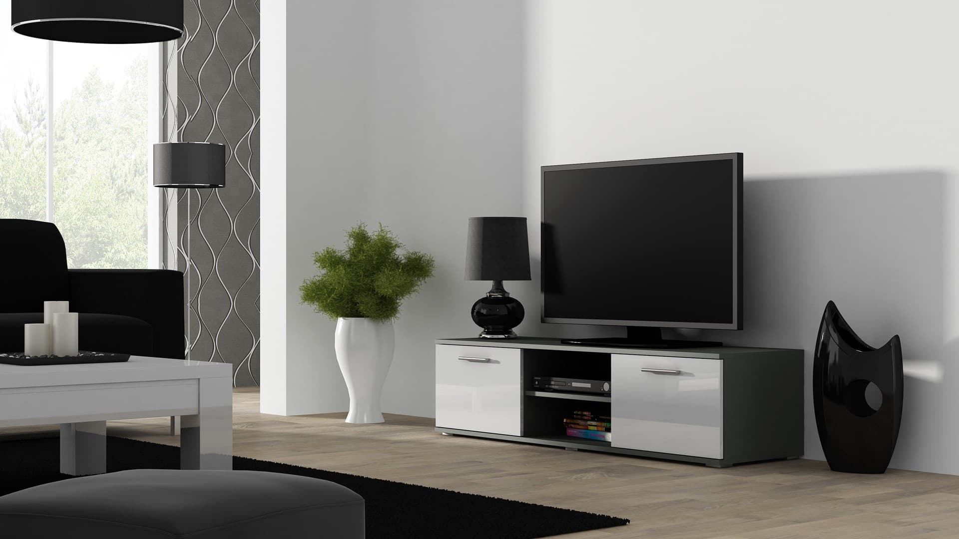 

Zestaw SOHO 7 (RTV140 + Wit S1 + Półki) SZ/BI POŁ, Rtv140 + wit s1 + półki) sz/bi po