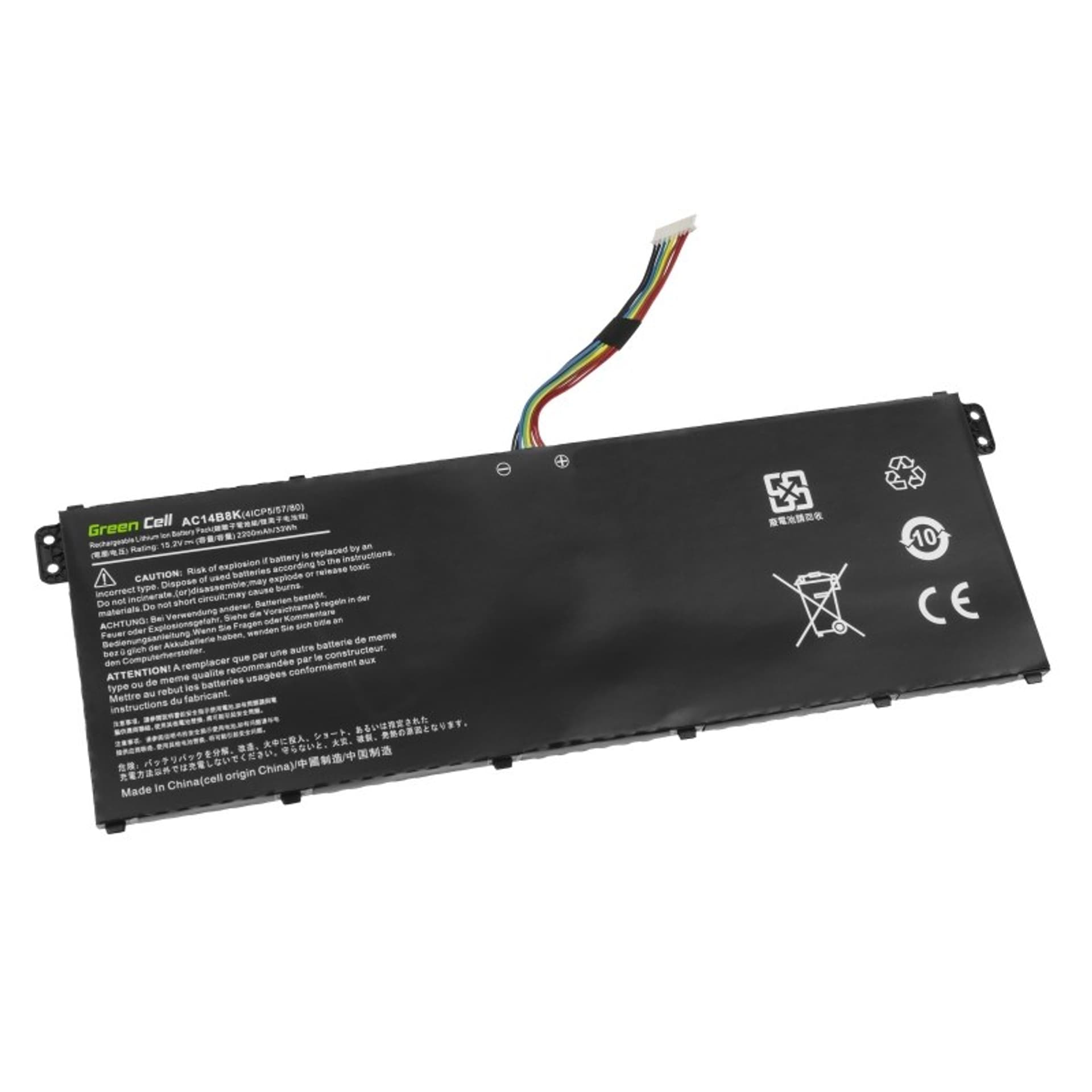 

GREEN CELL BATERIA AC72 AC14B3K DO ACER ASPIRE 5 A515 A517 R15 R5-571T SPIN 3 SP315 SP513 SWIFT 3 SF314 2100MAH 15.2V