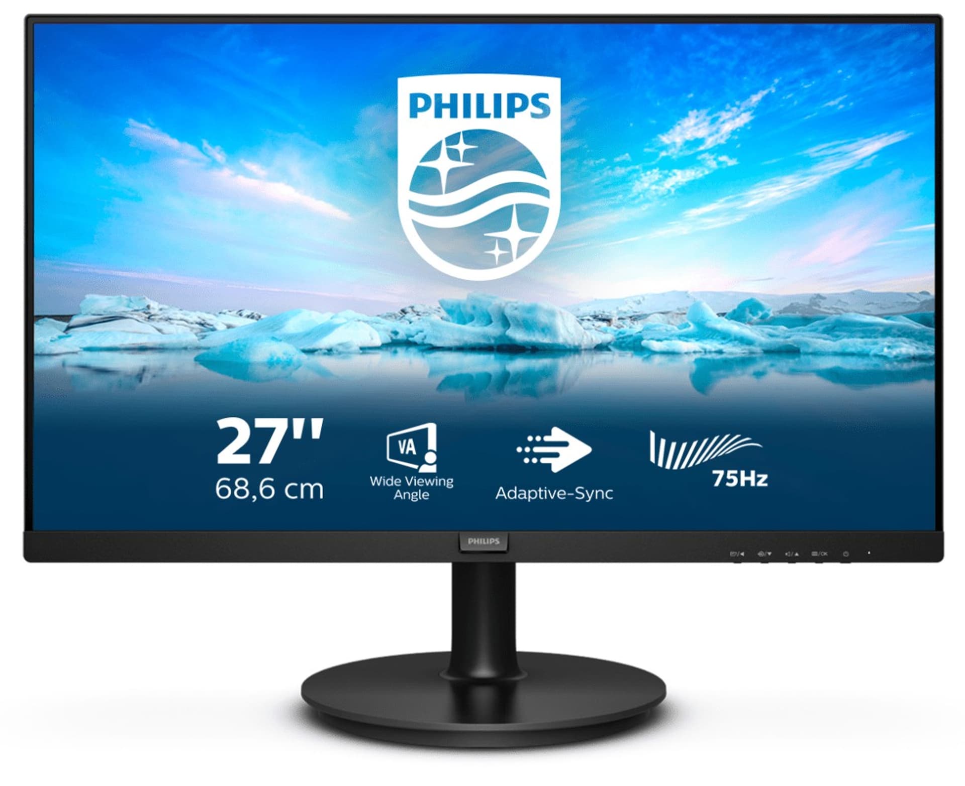 

Philips LCD Monitor 272V8LA/00 27 ", FHD, 1920 x 1080 pixels, VA, 16:9, Black, 4 ms, 250 cd/m², Headphone out, 75 Hz, W-LED syst
