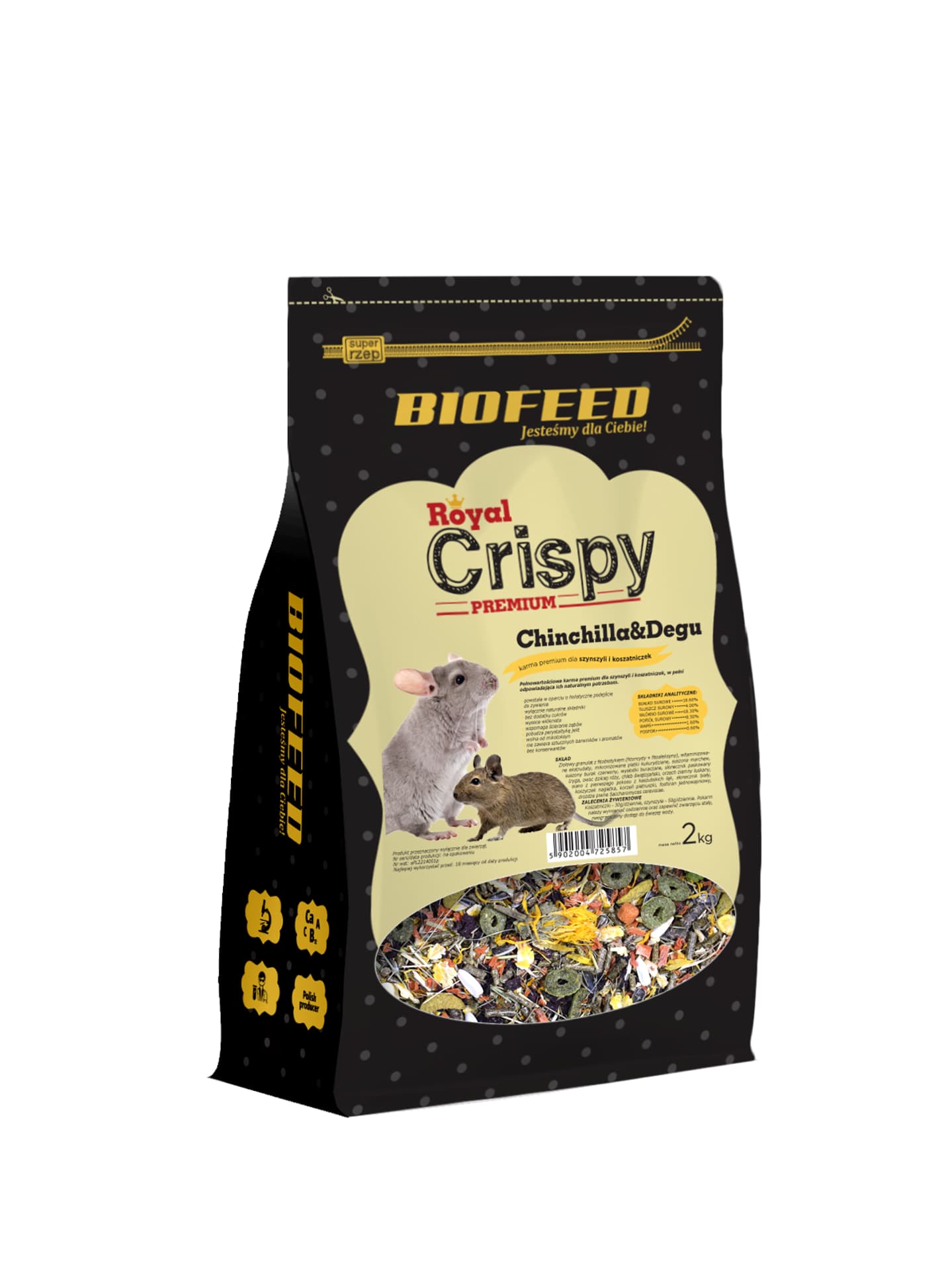 

BIOFEED Royal Crispy Premium Chinchilla & Degu 2kg - dla szynszyli i koszatniczek