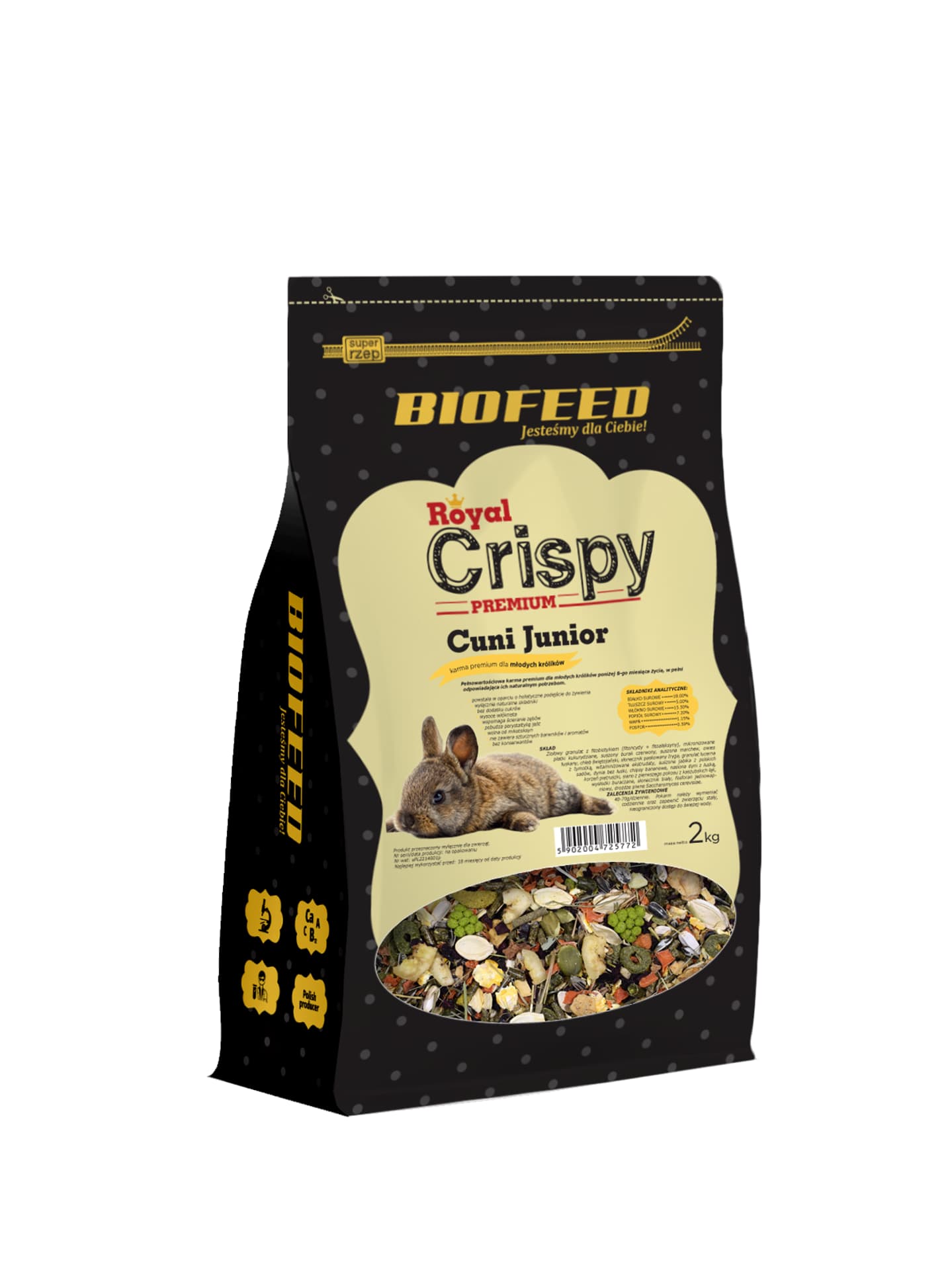 

BIOFEED Royal Crispy Premium Cuni Junior 2kg - dla młodych królików