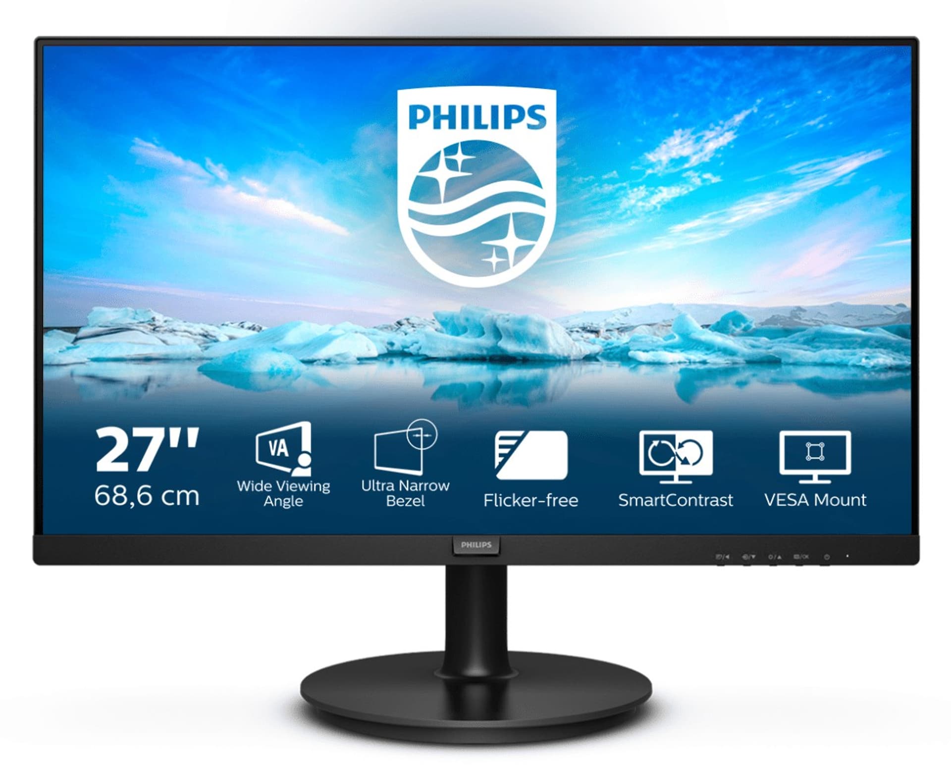 

Philips LCD Monitor 271V8LA/00 27 ", FHD, 1920 x 1080 pixels, VA, 16:9, Black, 4 ms, 250 cd/m², Audio output, 75 Hz, W-LED syste