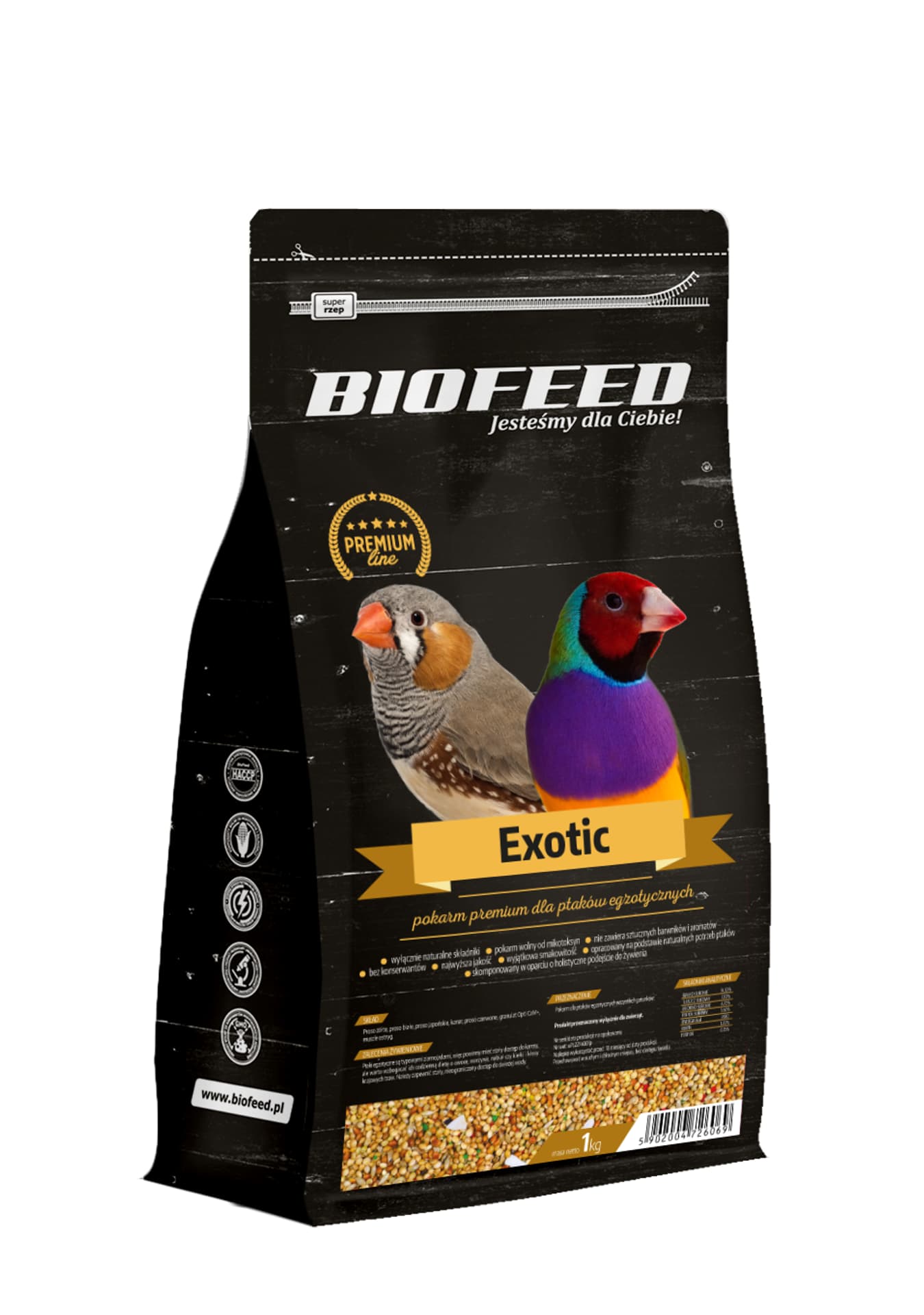 

BIOFEED PREMIUM dla małych ptaków egzotycznych 1kg