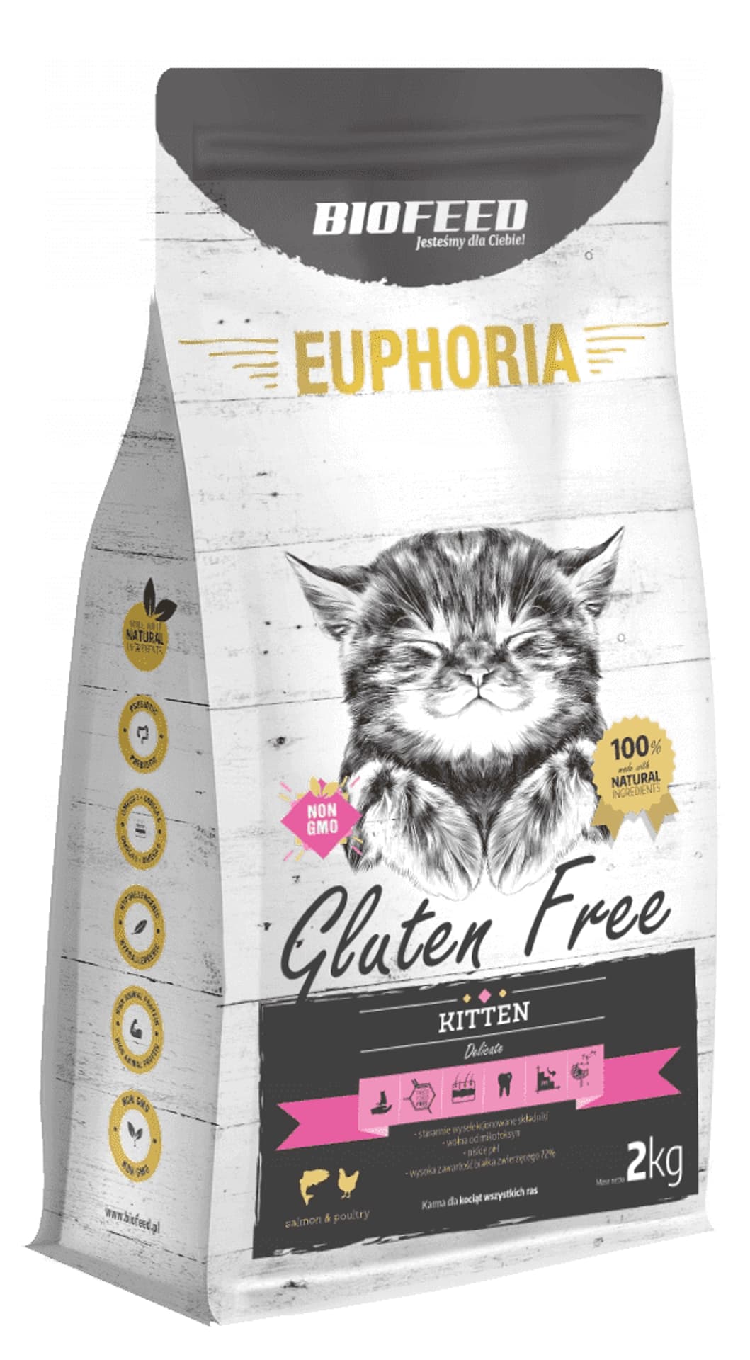 

BIOFEED EUPHORIA KITTEN Gluten Free karma dla kociąt z drobiem i łososiem 2kg