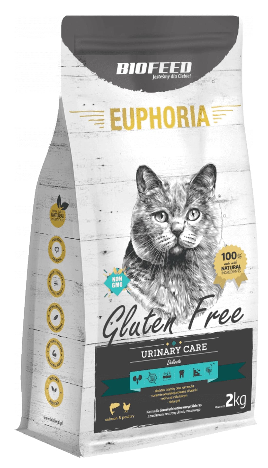 

BIOFEED EUPHORIA URINARY CARE Gluten Free karma dla kotów z drobiem i łososiem 2kg