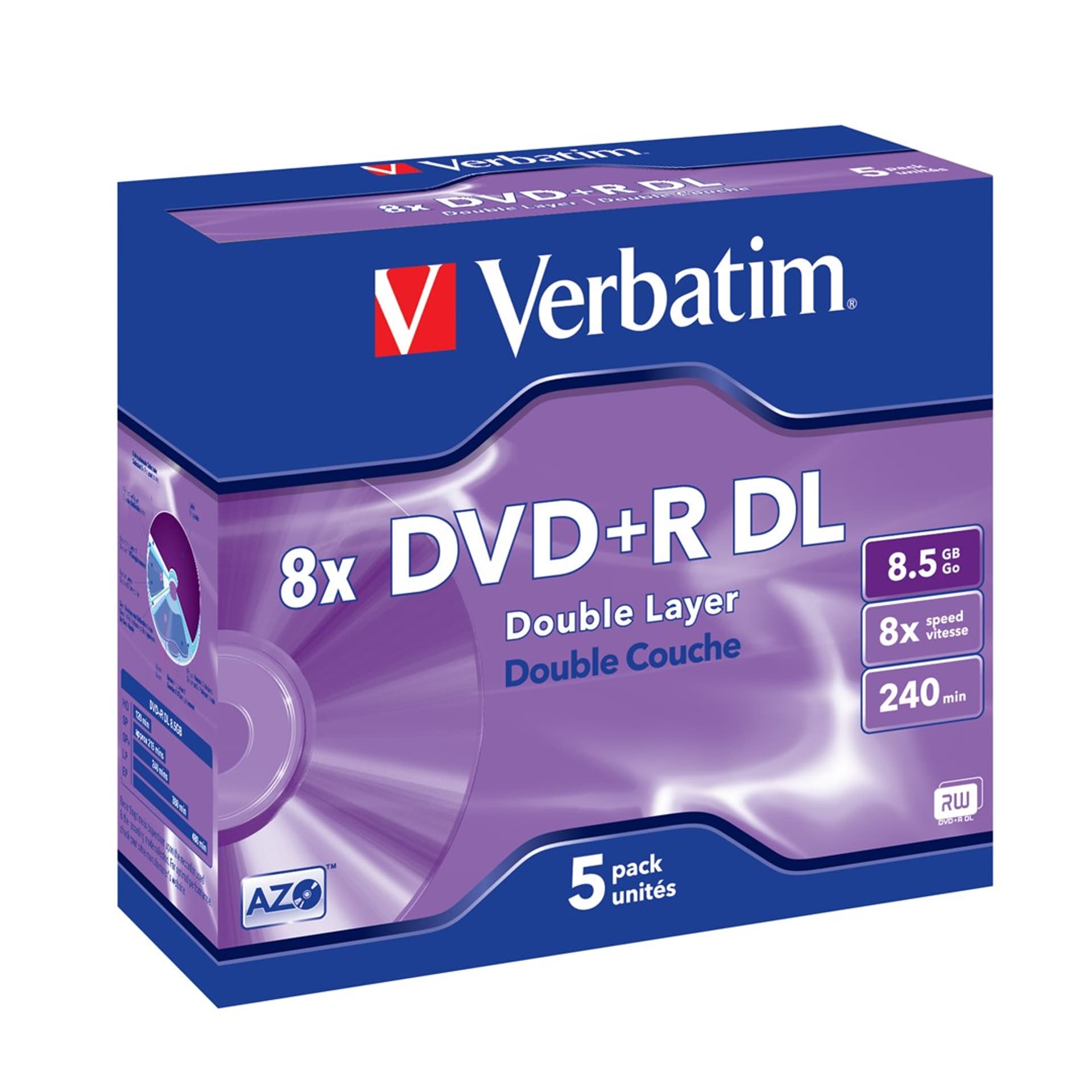 

DVD+R DL VERBATIM 8.5 GB 8x Jewel Case 5 szt.