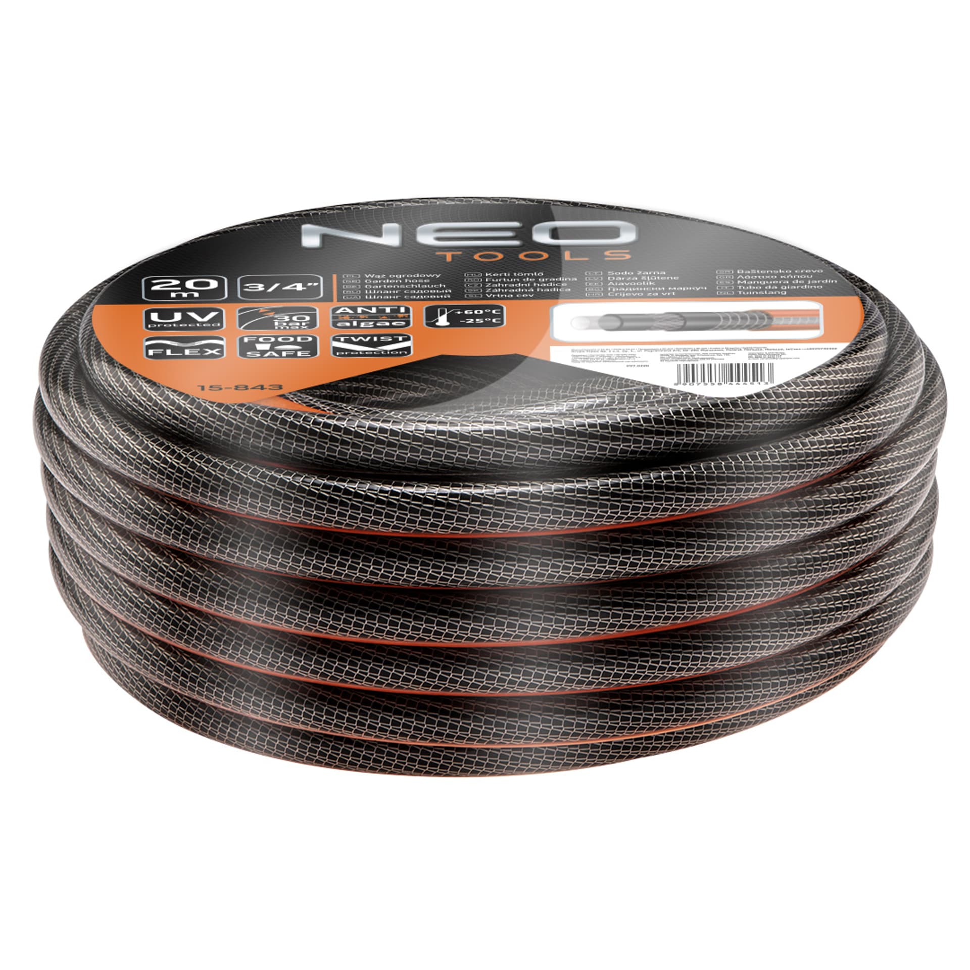 

Wąż ogrodowy 3/4" x 20 m, 6-warstwowy NEO PROFESSIONAL