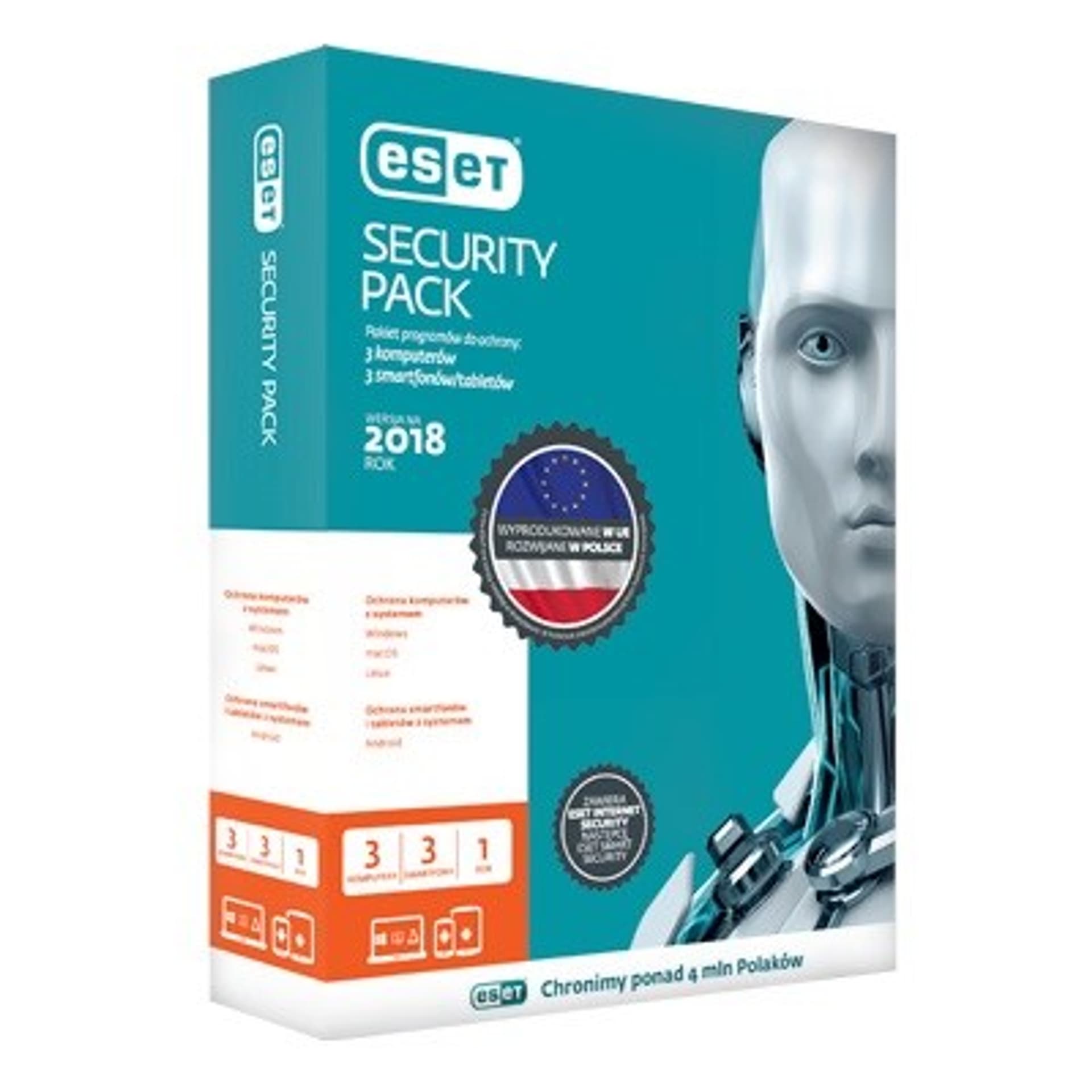 

ESET SECURITY PACK (3 mobilne, 3 robocze; 24 miesiące; BOX; Komercyjna)