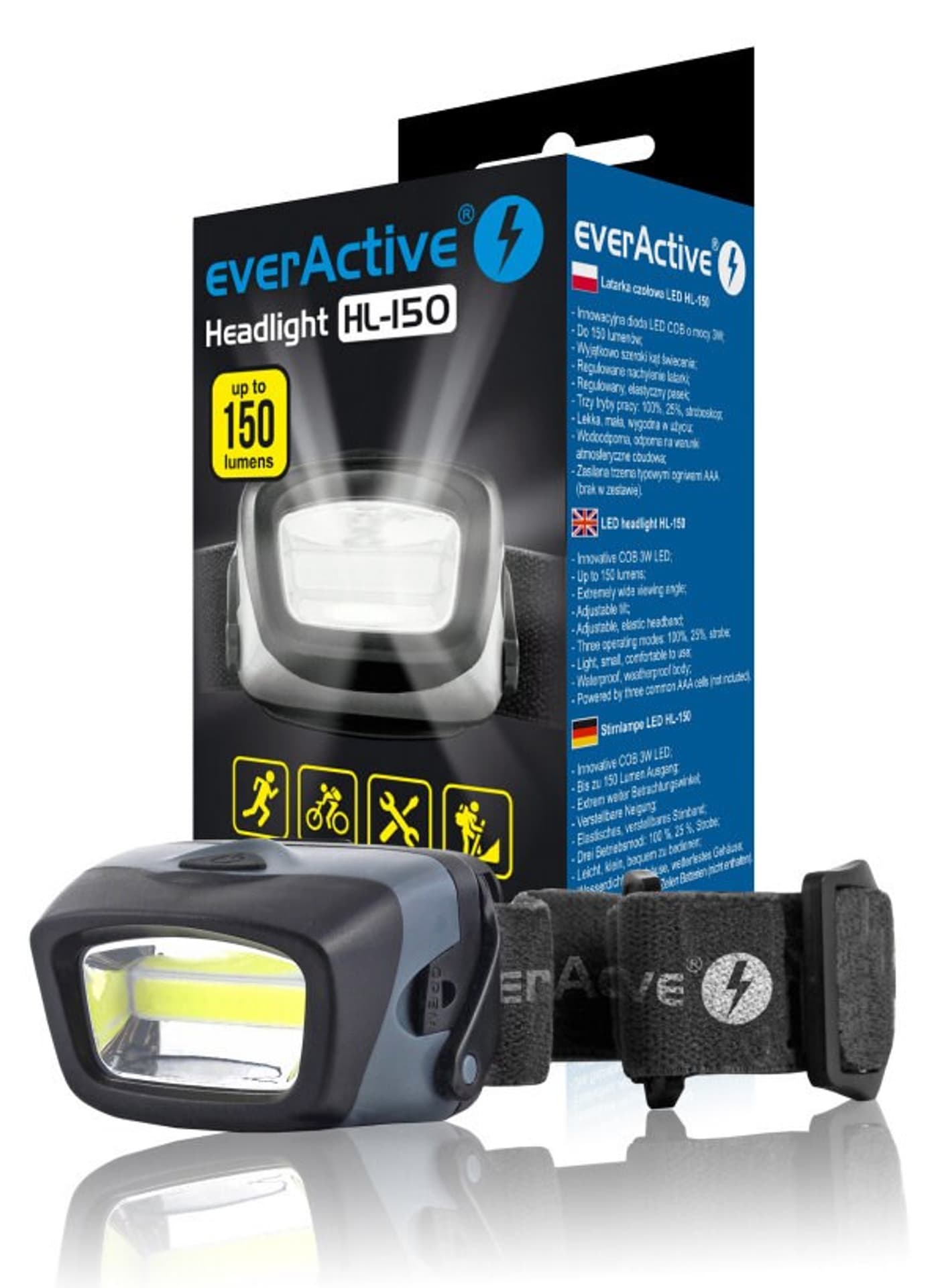 

EVERACTIVE LATARKA CZOŁOWA DIODOWA 150 LUMENÓW HL150