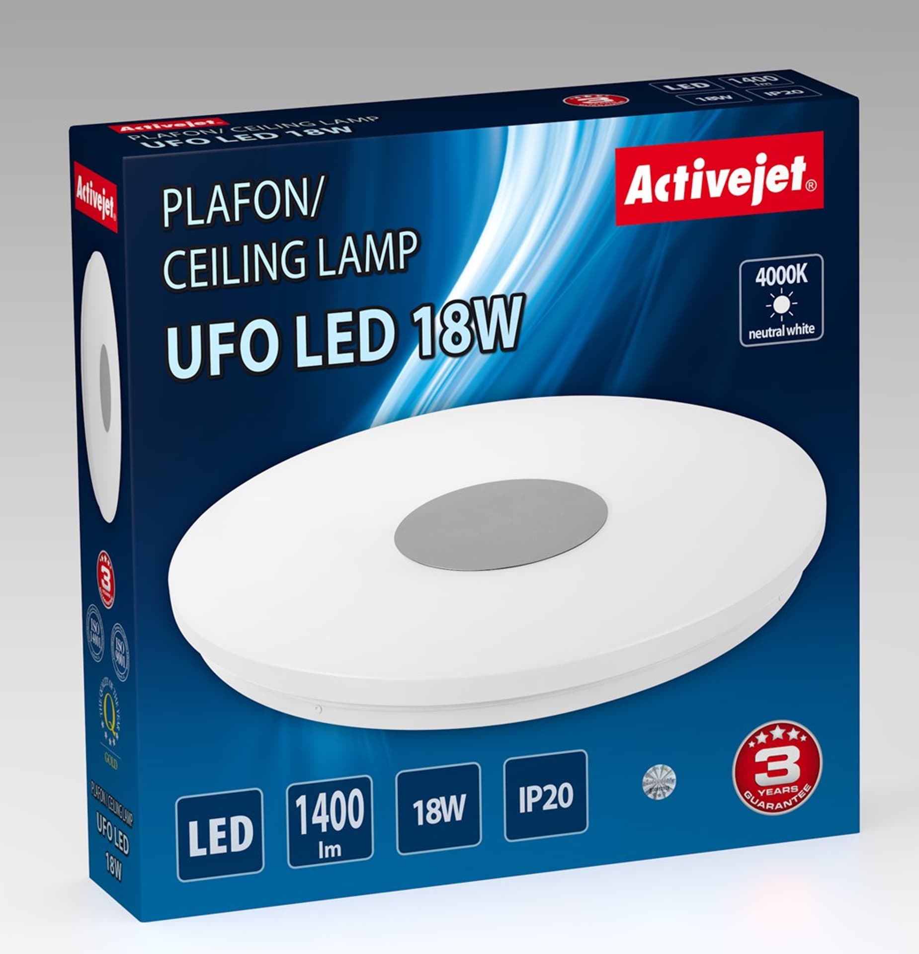 

Nowoczesny plafon sufitowy LED Activejet UFO 18W