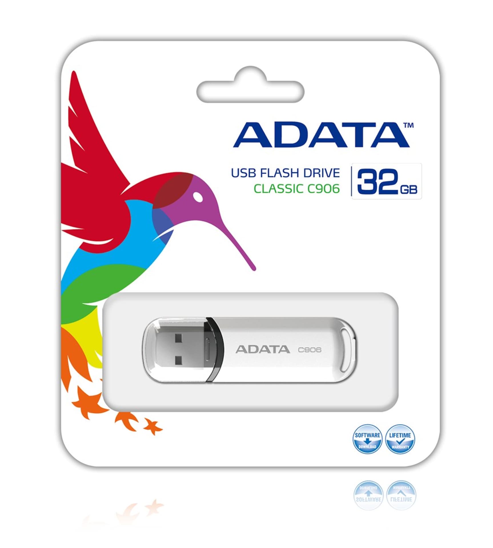 

Pendrive ADATA C906 AC906-32G-RWH (32GB; USB 2.0; kolor biały)