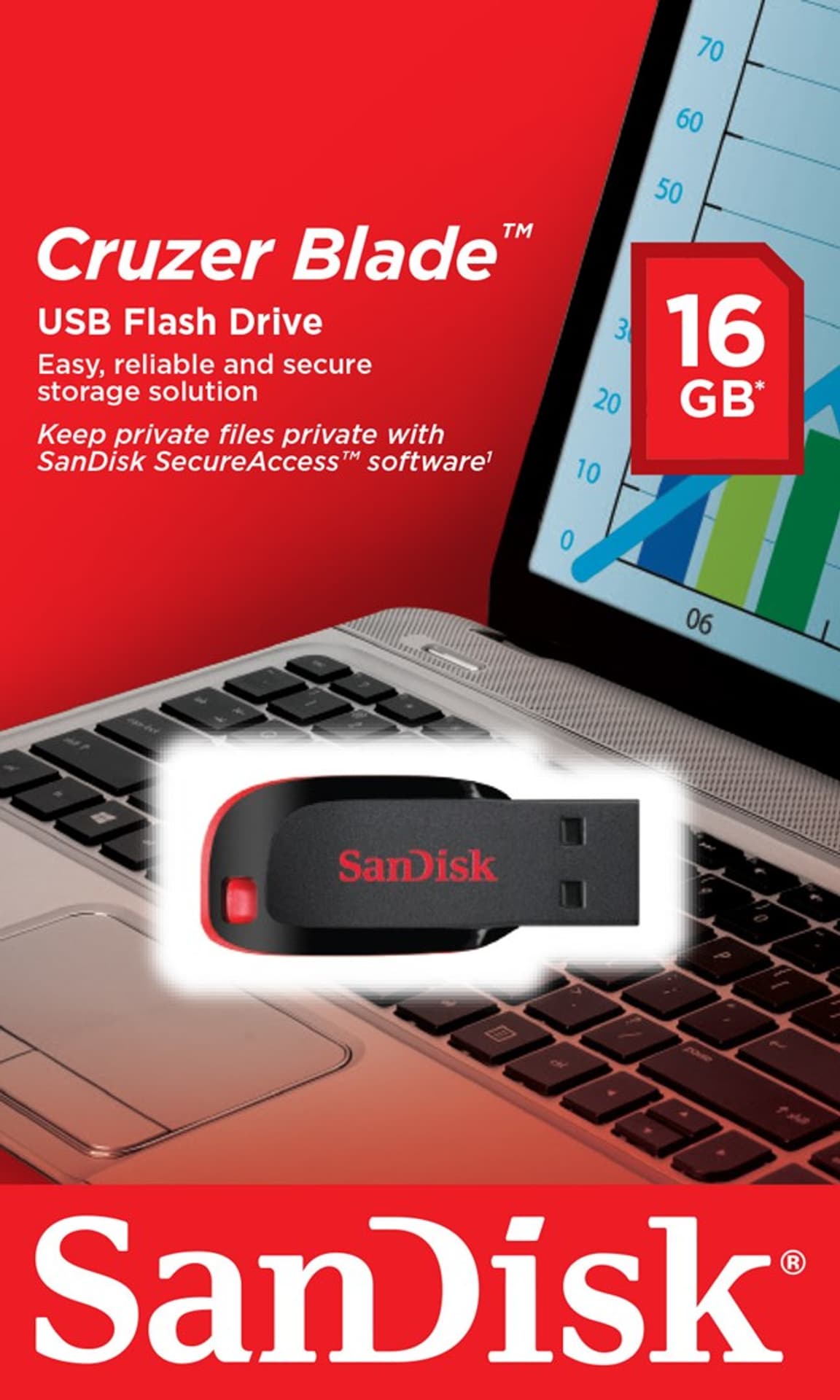 

Pendrive SanDisk Cruzer Blade SDCZ50-016G-B35 (16GB; USB 2.0; kolor czarny)