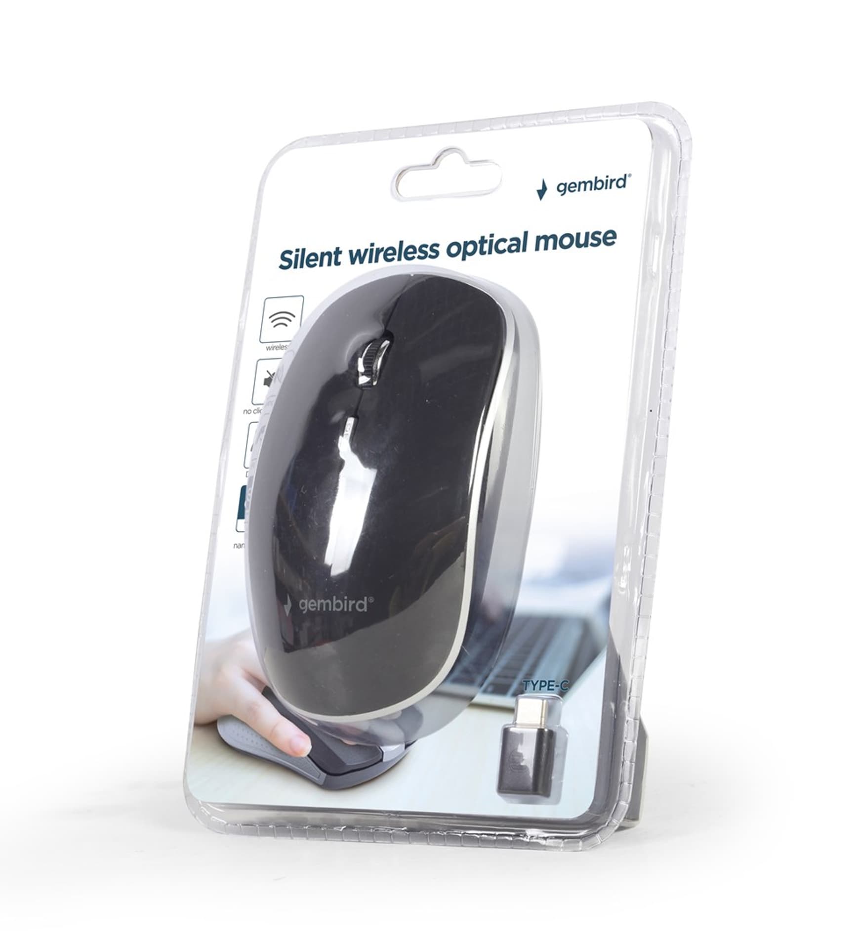 

GEMBIRD MYSZ OPTYCZNA BEZPRZEWODOWA USB-C, CICHA, DPI 1600, CZARNA
