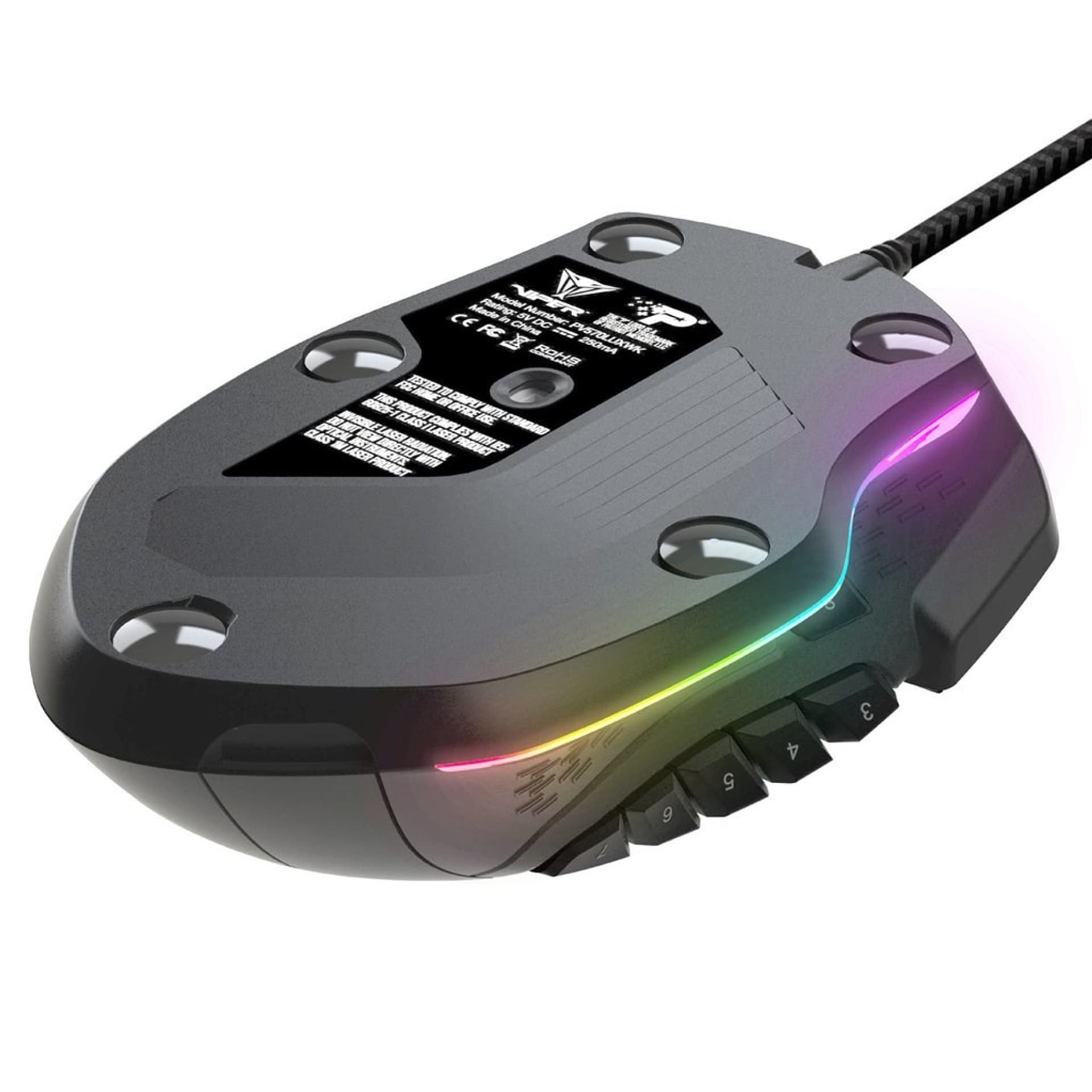 

Mysz komputerowa Patriot Memory Viper V570 RGB PV570LUXWAK (laserowa; 12000 DPI; kolor czarny
