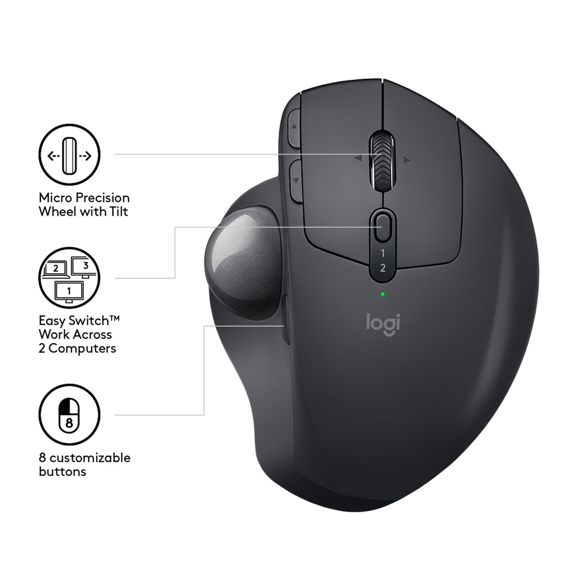 

Mysz Logitech MX Ergo 910-005179 (optyczna; 2048 DPI; kolor czarny)