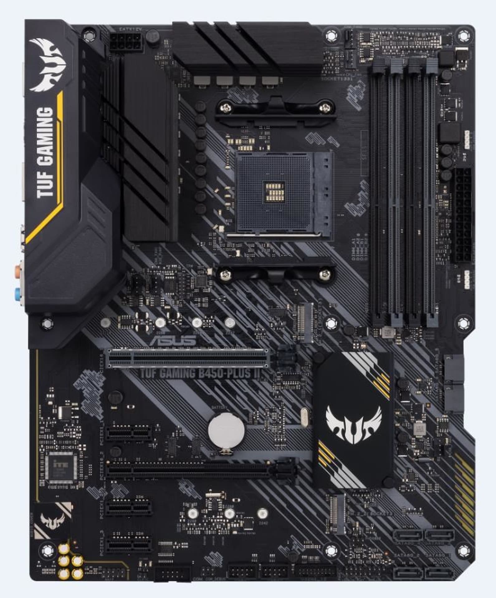 

ASUS TUF GAMING B450-PLUS II Asus TUF GAMING B450-PLUS II Gniazda pamięci 4, Ilość złącz SATA 6 x SATA-600 (RAID), max 128GB, Ch, Raid)/max 128gb/c