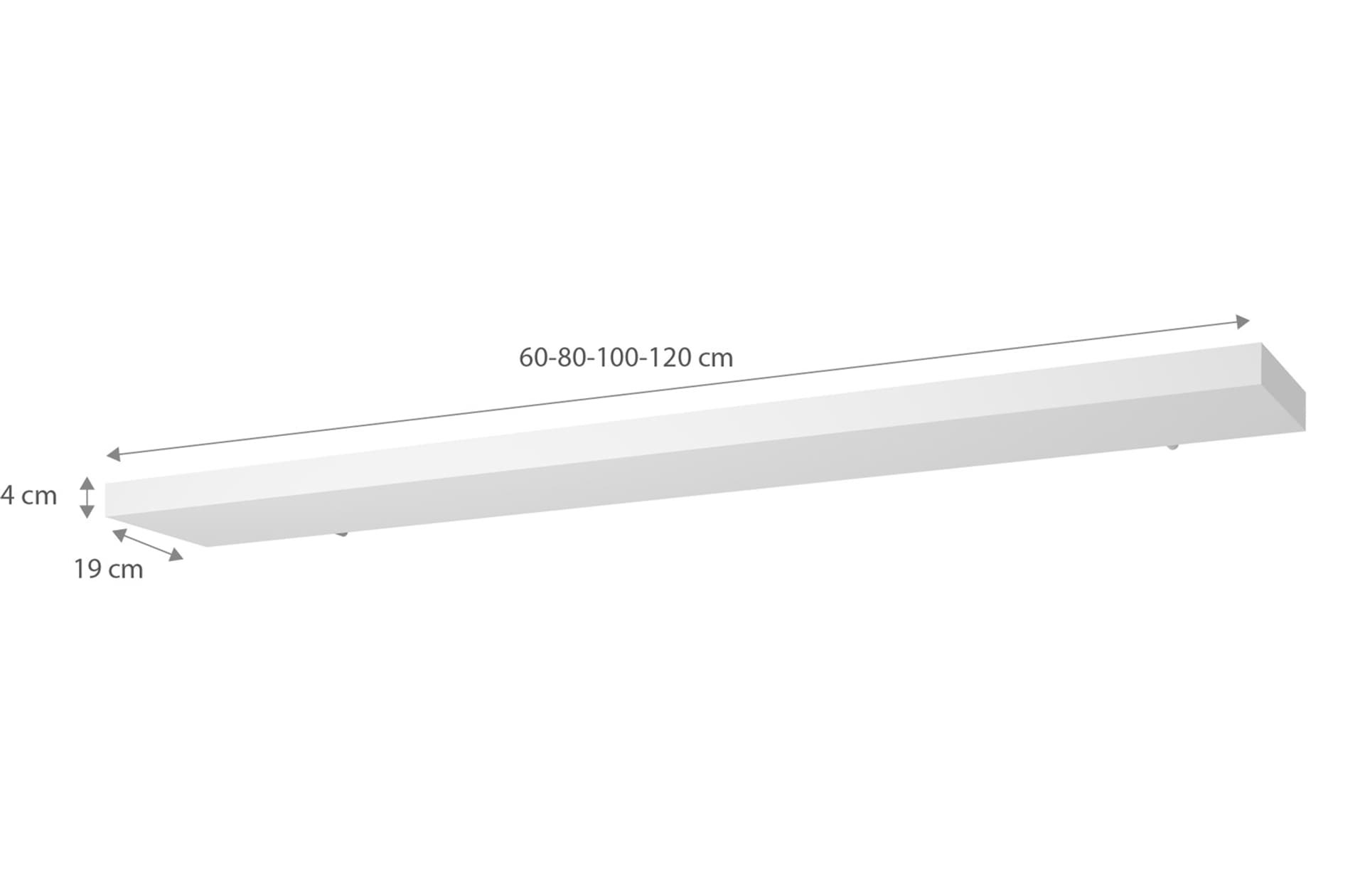 

Półka 120x4x19 GLANCE biały połysk