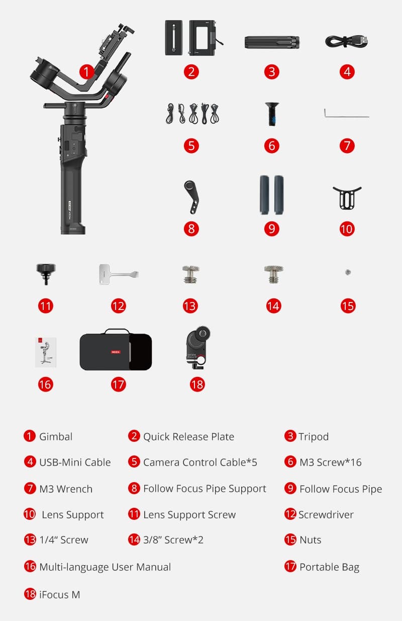 

Gimbal do aparatu MOZA Air 2S+iFocus M