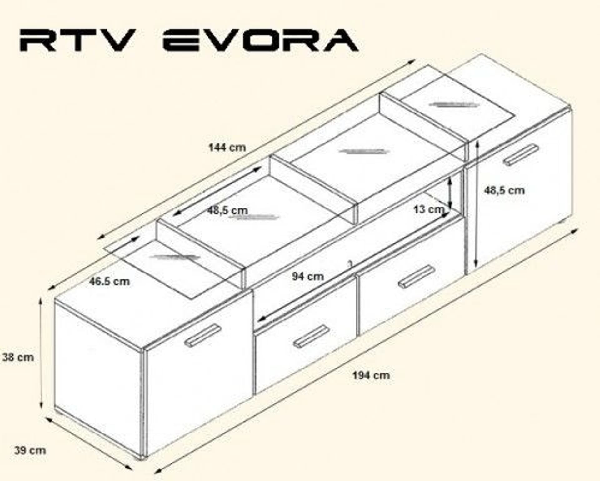 

Szafka RTV EVORA 200 biały/biały połysk