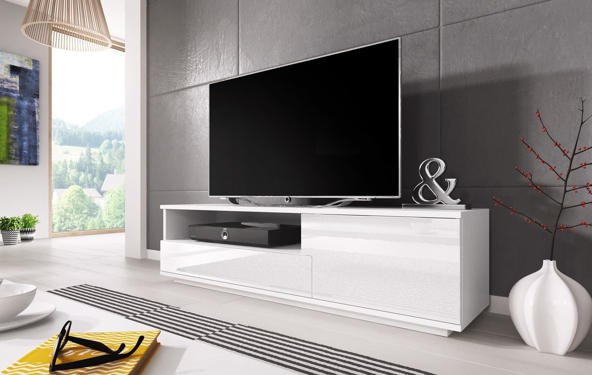 

Szafka RTV MUZA 138/40/41 biały/ biały połysk