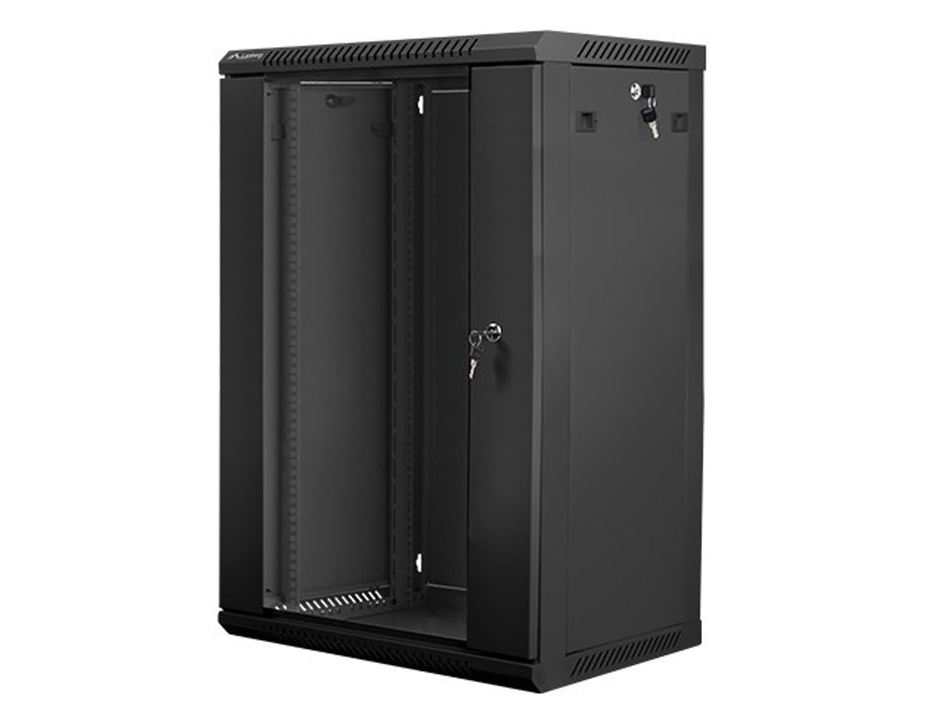 

Szafa rack Lanberg WF01-6418-10B (18U; 900mm / 600mm / 450 mm; wisząca; Szklane; 19''; kolor czarny)