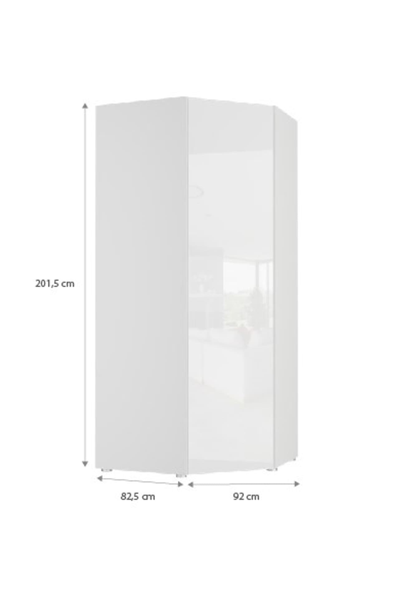 

Szafa narożna 92x201x82 BELLA biały/biały połysk