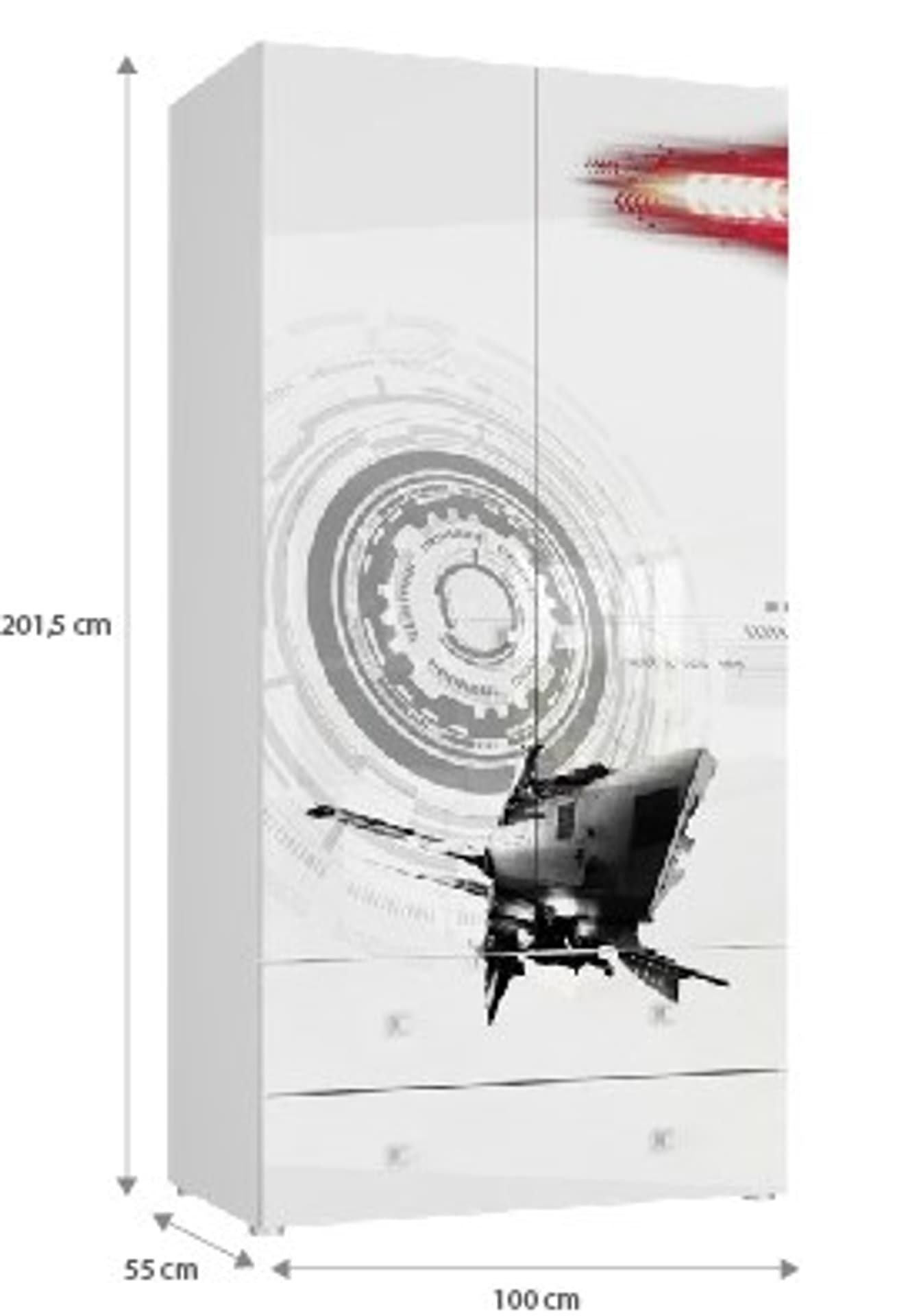 

Szafa 100x201x55 SPACESHIP bi/bi. poł/statek nadruk