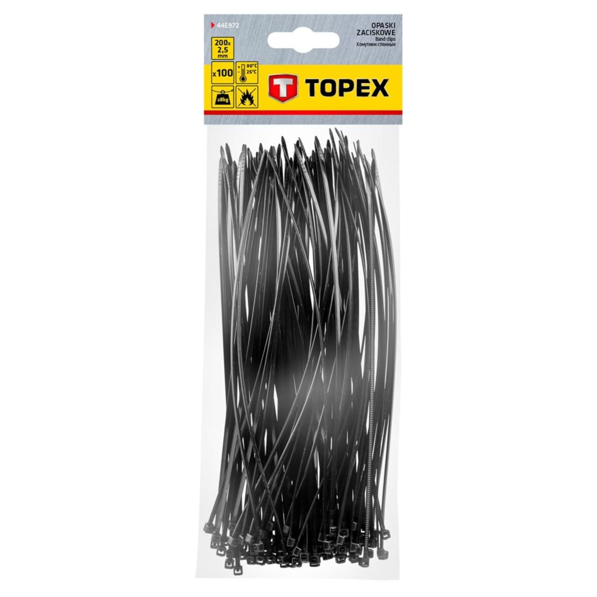 

Opaski zaciskowe 2.5 x 200 mm, 100 szt., czarne
