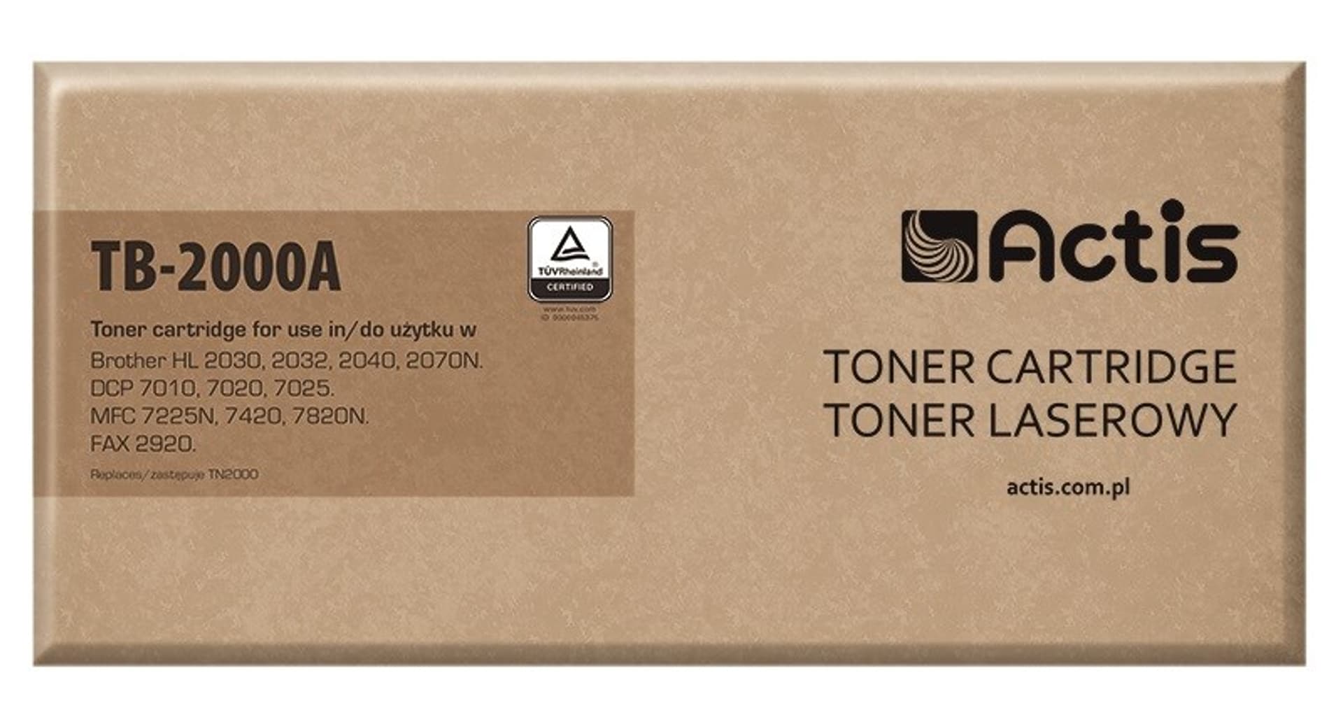 

Toner ACTIS TB-2000A (zamiennik Brother TN-2000/TN-2005; Standard; 2500 stron; czarny)